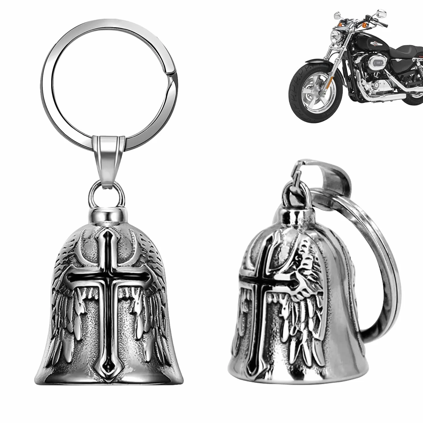 XNZMYN 2 Pièces Fahrradglocke, ölig Guardian Bell Motorrad, Motorrad Glöckchen, Motorrad Glocke Glücksbringer mit Ring Zum Aufhängen, für Segne Den Frieden