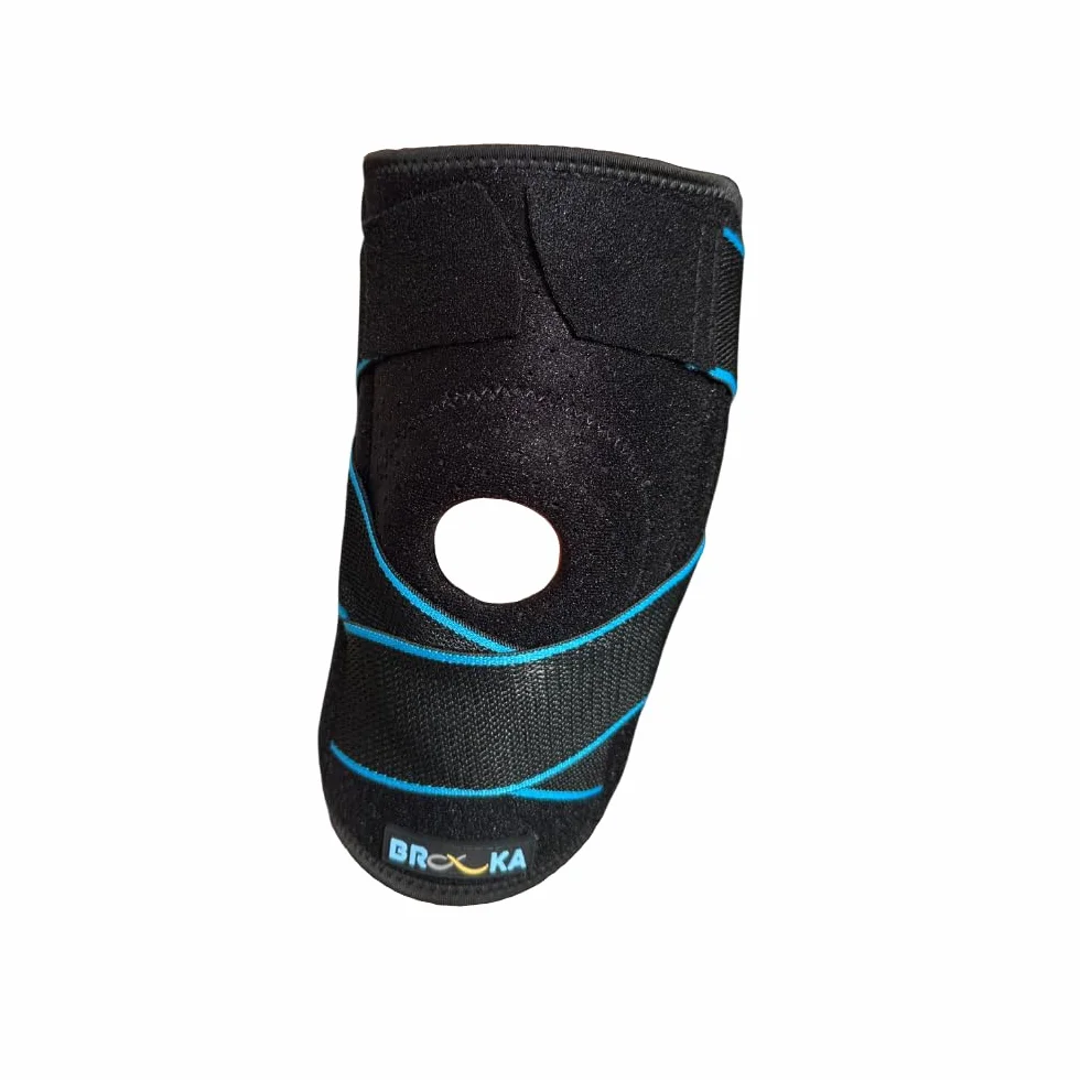 Genouillère de maintien ligamentaire et rotulien avec sangles élastiques, stabilisateur latéral et coussinet en gel