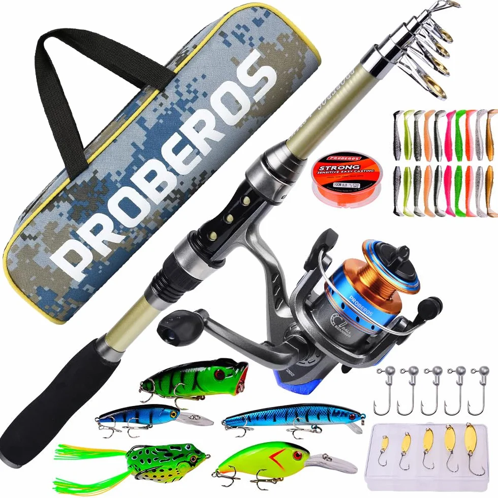 Kit Canne à Pêche Télescopique avec Moulinet, 1.8m, Surf, Sac de Transport