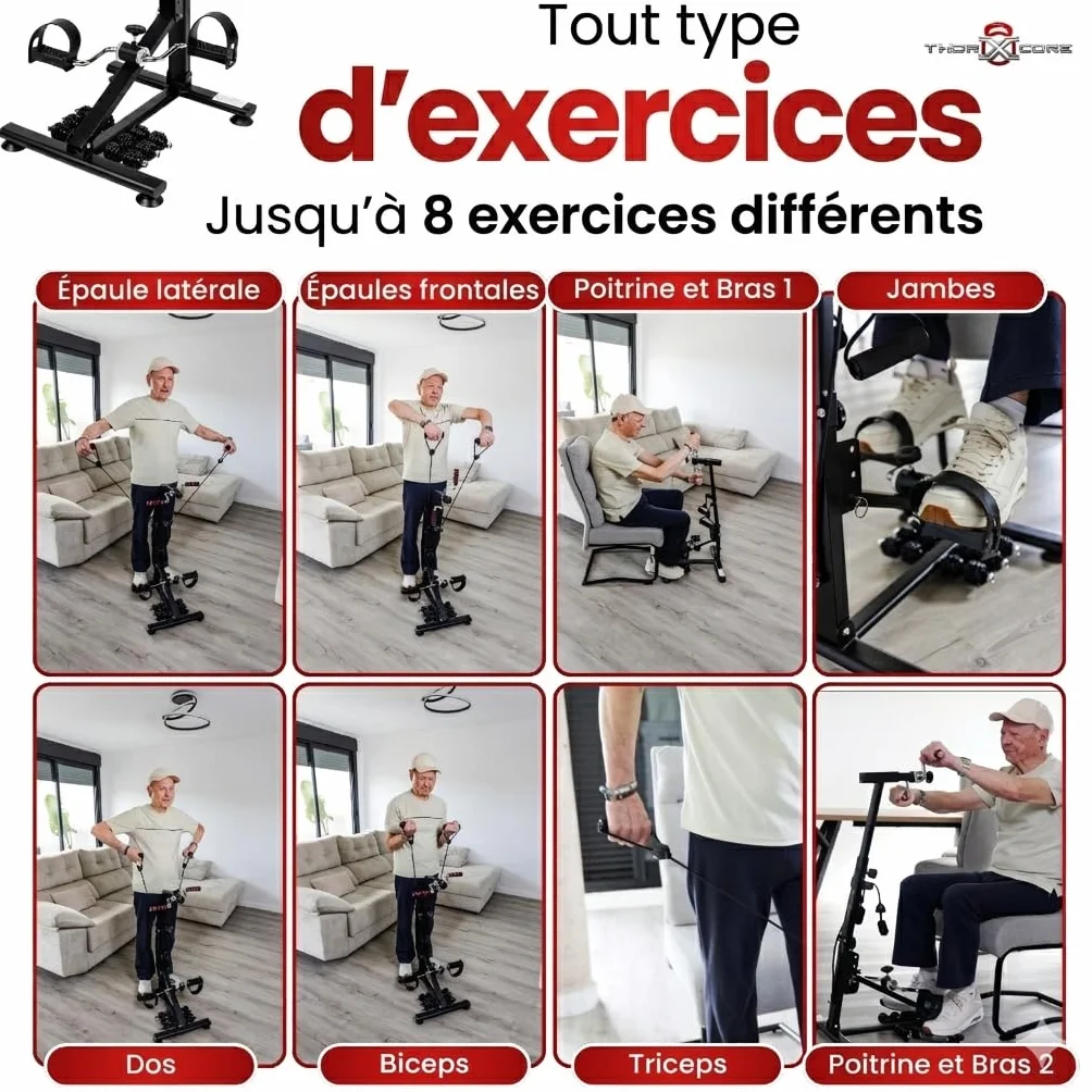 Mini vélo Appartement 2 en 1 Bras et Jambes avec Résistance Réglable – Pédalier Bureau pour Exercice Maison