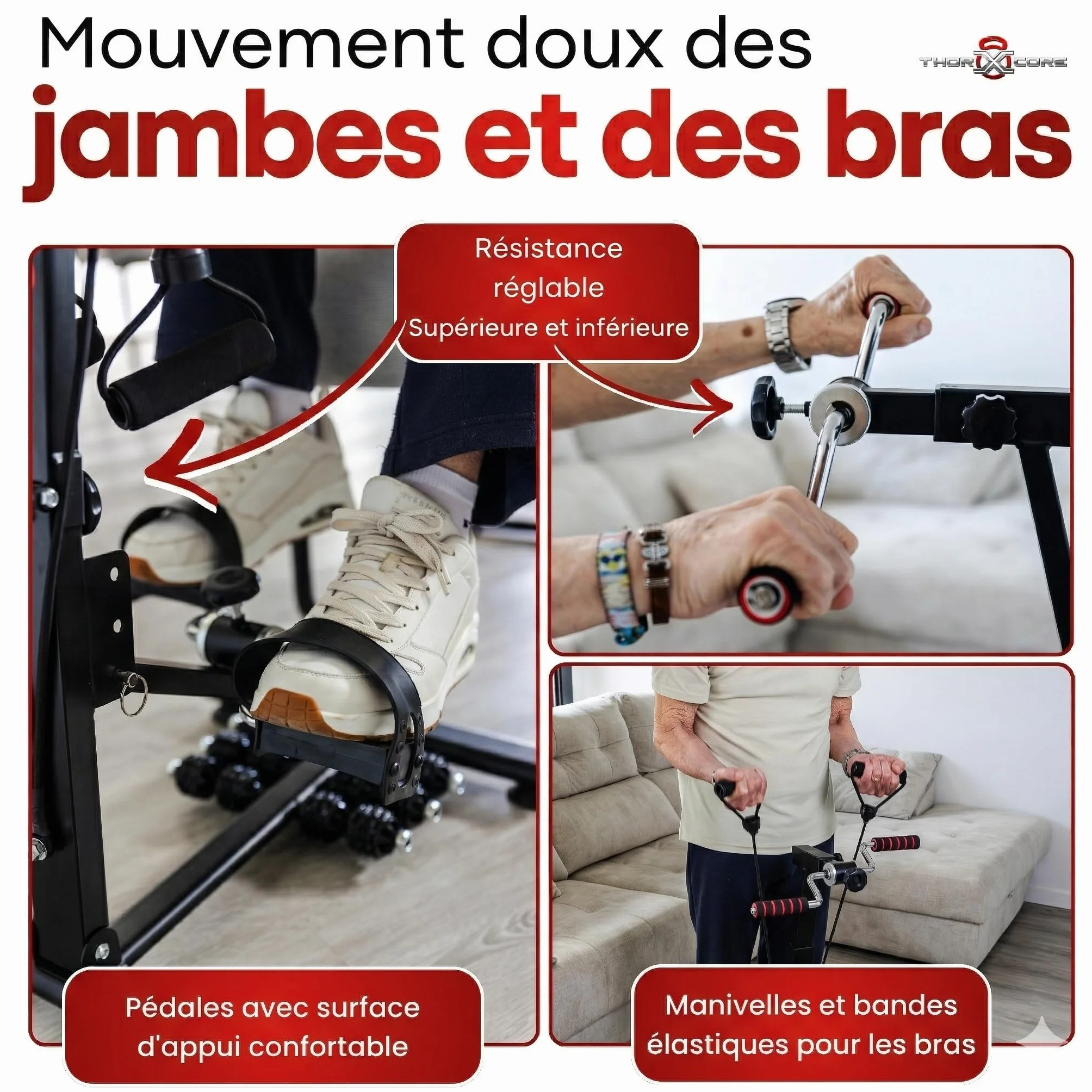 Mini vélo Appartement 2 en 1 Bras et Jambes avec Résistance Réglable – Pédalier Bureau pour Exercice Maison