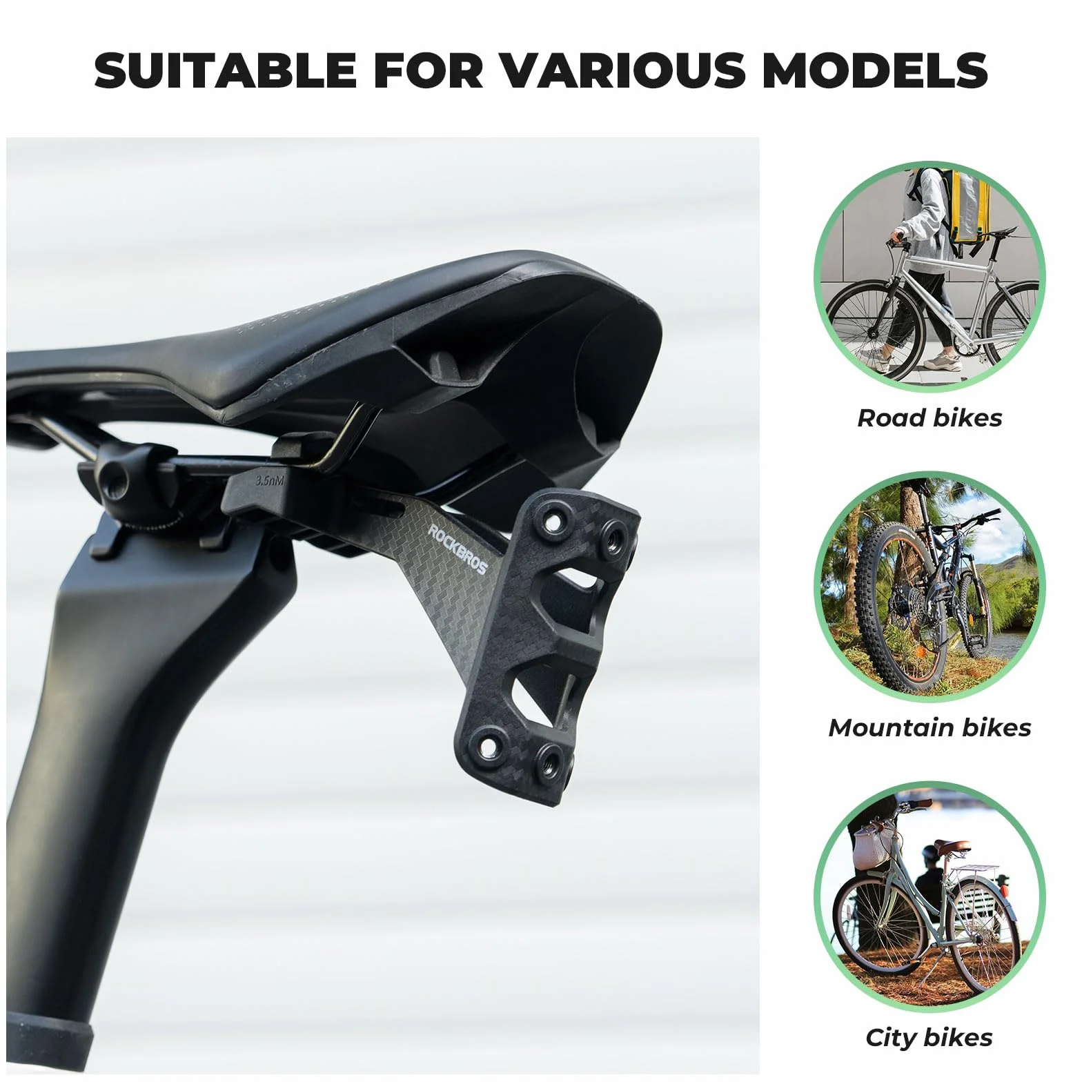 ROCKBROS Support Porte-Bidon Tige de Selle, Adaptateur Réglable 1-2 Bouteilles, Porte-Bidon Vélo Léger Stable Route VTT, Noir