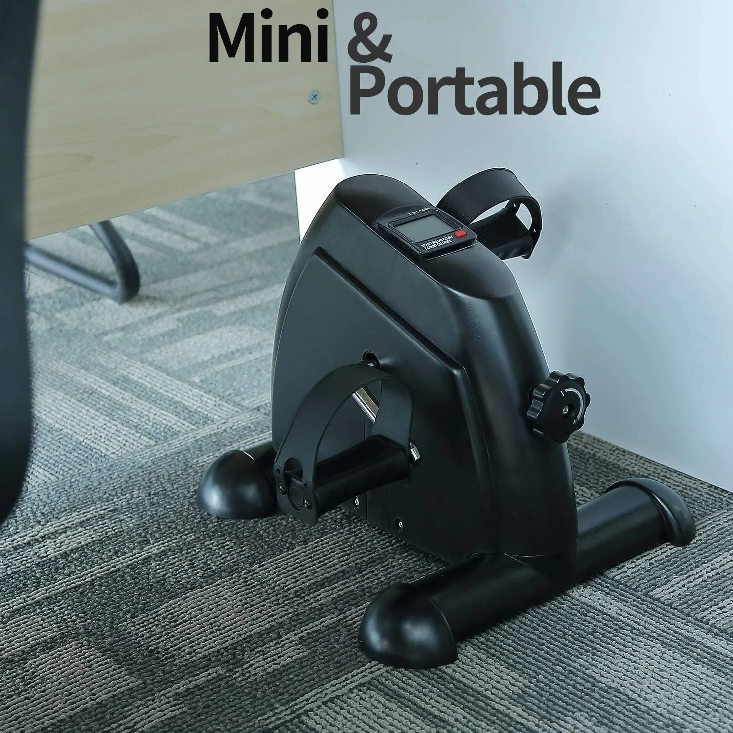 Pédalier P-Biker Noir Mini vélo Bras Jambes écran LED résistance réglable Compact 38×35×23,5 cm