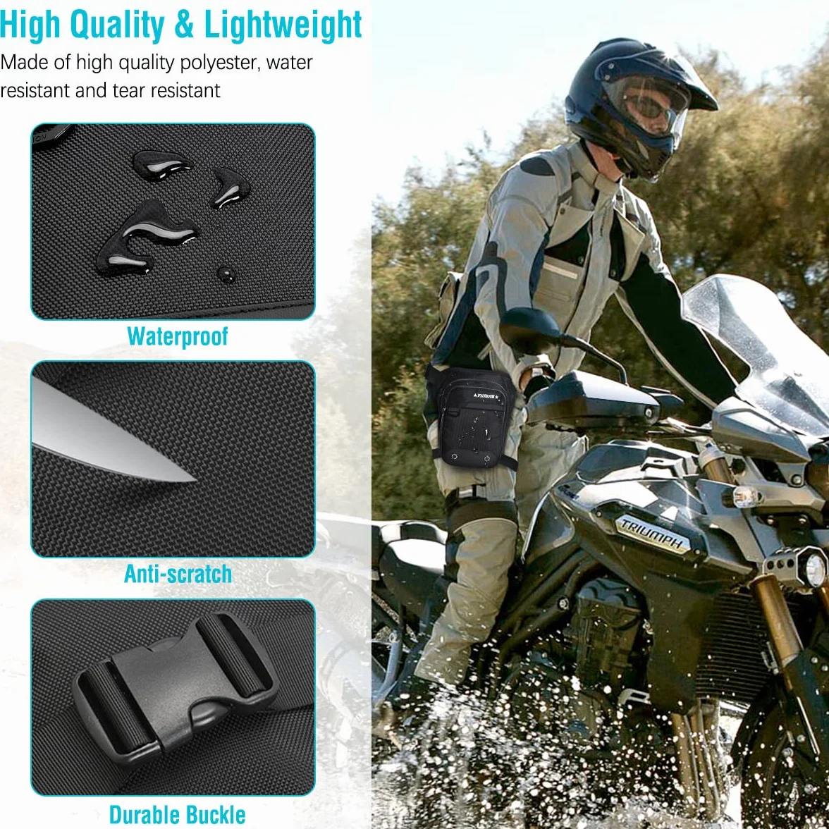 Sacoche de Jambe Moto Imperméable Homme Femme Tactique avec Sangle Réglable Amovible