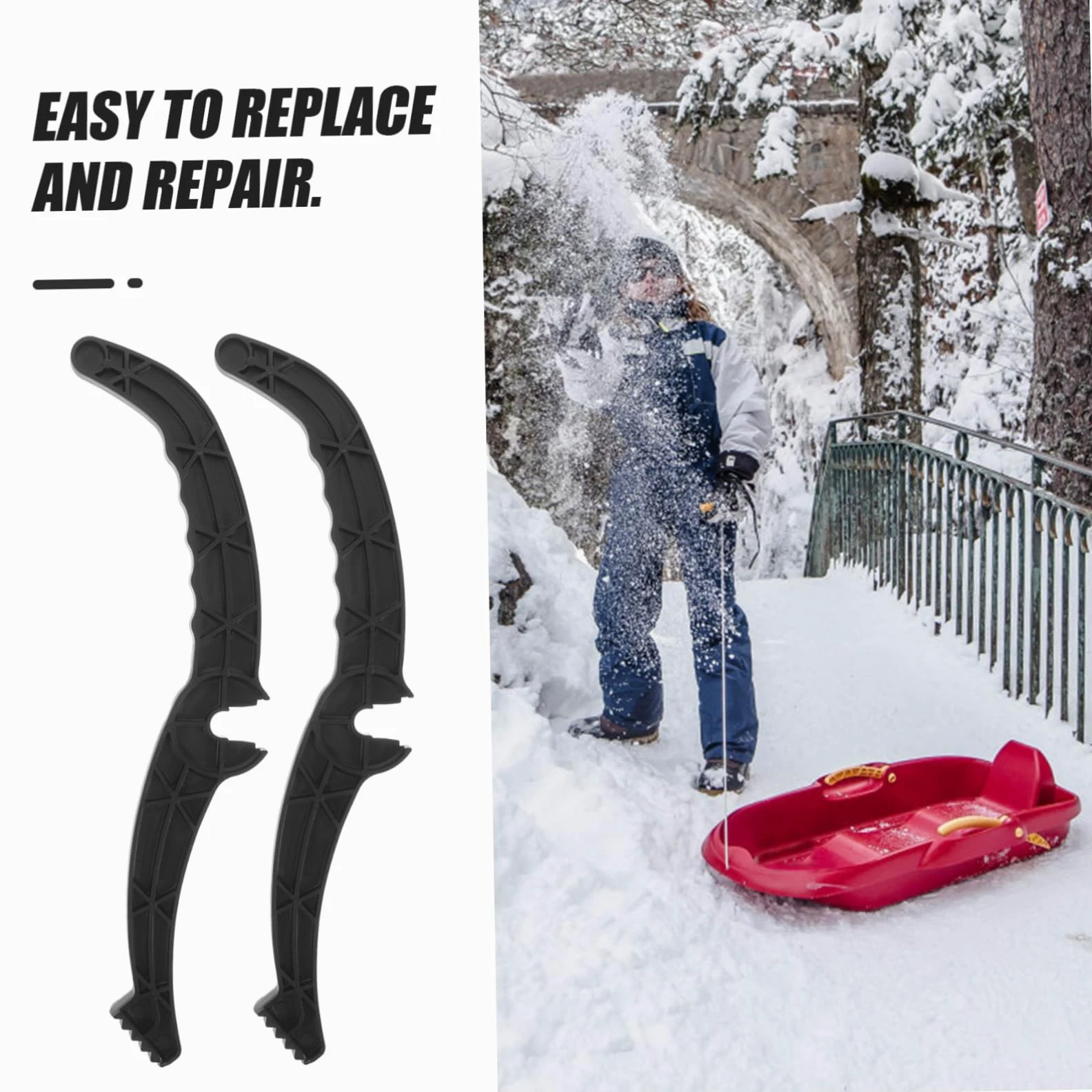 Toddmomy Freins à Skis d'hiver Hommes Kit De Fartage pour Snowboard Neige Trousse Planche Accessoire De Traîneau Levier De Frein De Traîneau Plastique Black