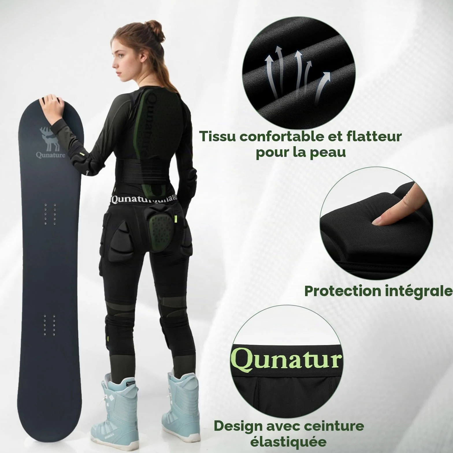 Pantalons de Protection Snowboard Equipement de Protection 3D Cale-Hanches Eva pour Hommes et Femmes Version Étendue