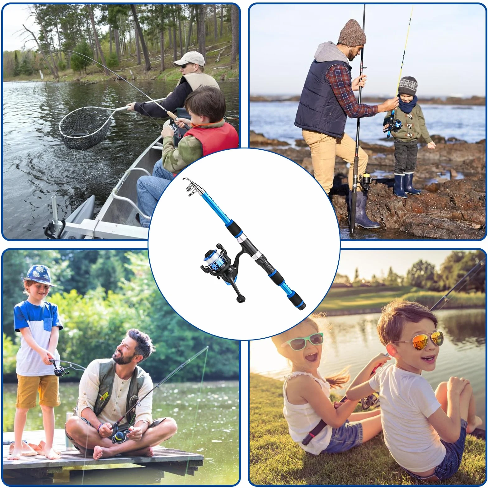 Kit De Pêche pour Enfants Canne À Pêche Télescopique 2,1 M avec Moulinet Et Leurres