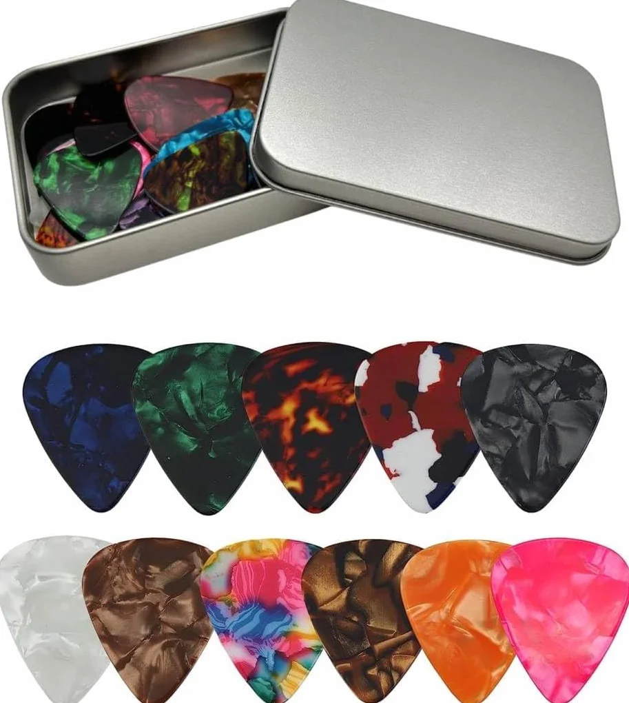 Médiator Guitare Acoustique Lot de 24, Celluloïd, pour Guitare Ukulélé Électrique Basse