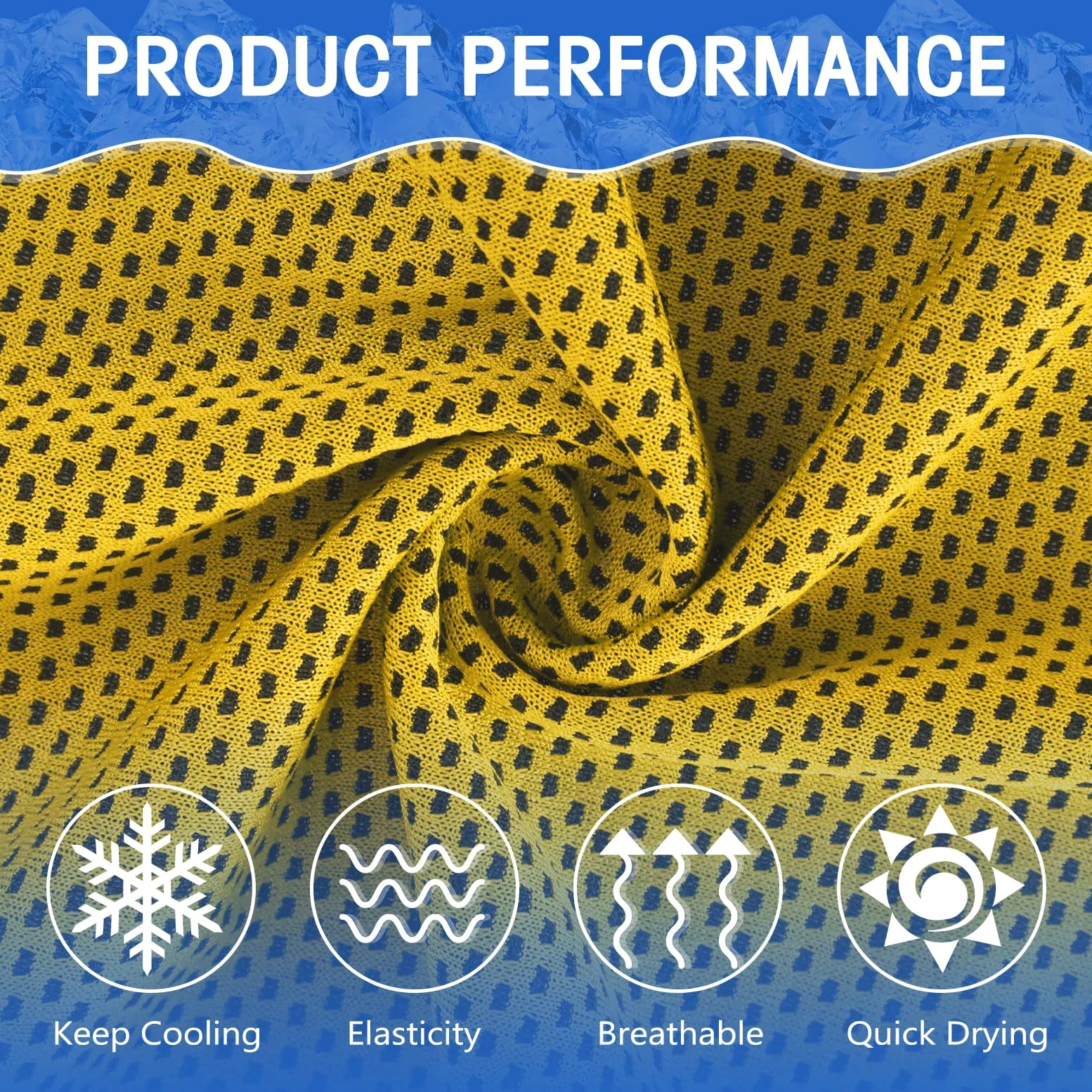 Lot de 30 Serviettes rafraîchissantes 40" x 12" pour Le Cou,Douces et Respirantes,en Microfibre,idéales pour Le Yoga,Le Sport,la Course à Pied,la Salle de Sport,Le Camping et Le Fitness (Jaune)