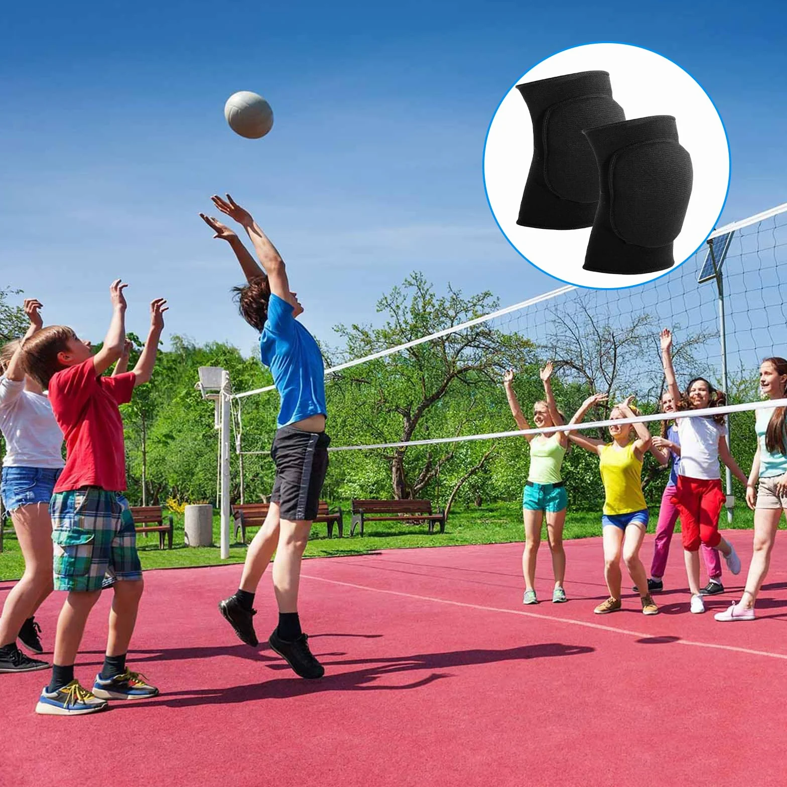 Lot de 2 coudières de volleyball avec support en éponge épaisse respirantes