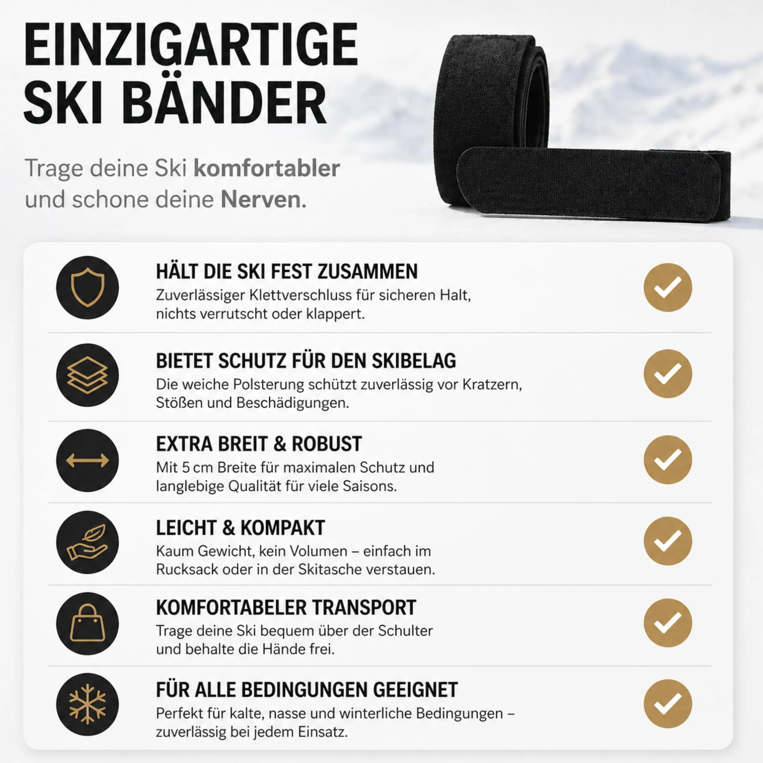 sunmondo 2 bandes de ski Connecteur protecteur noir