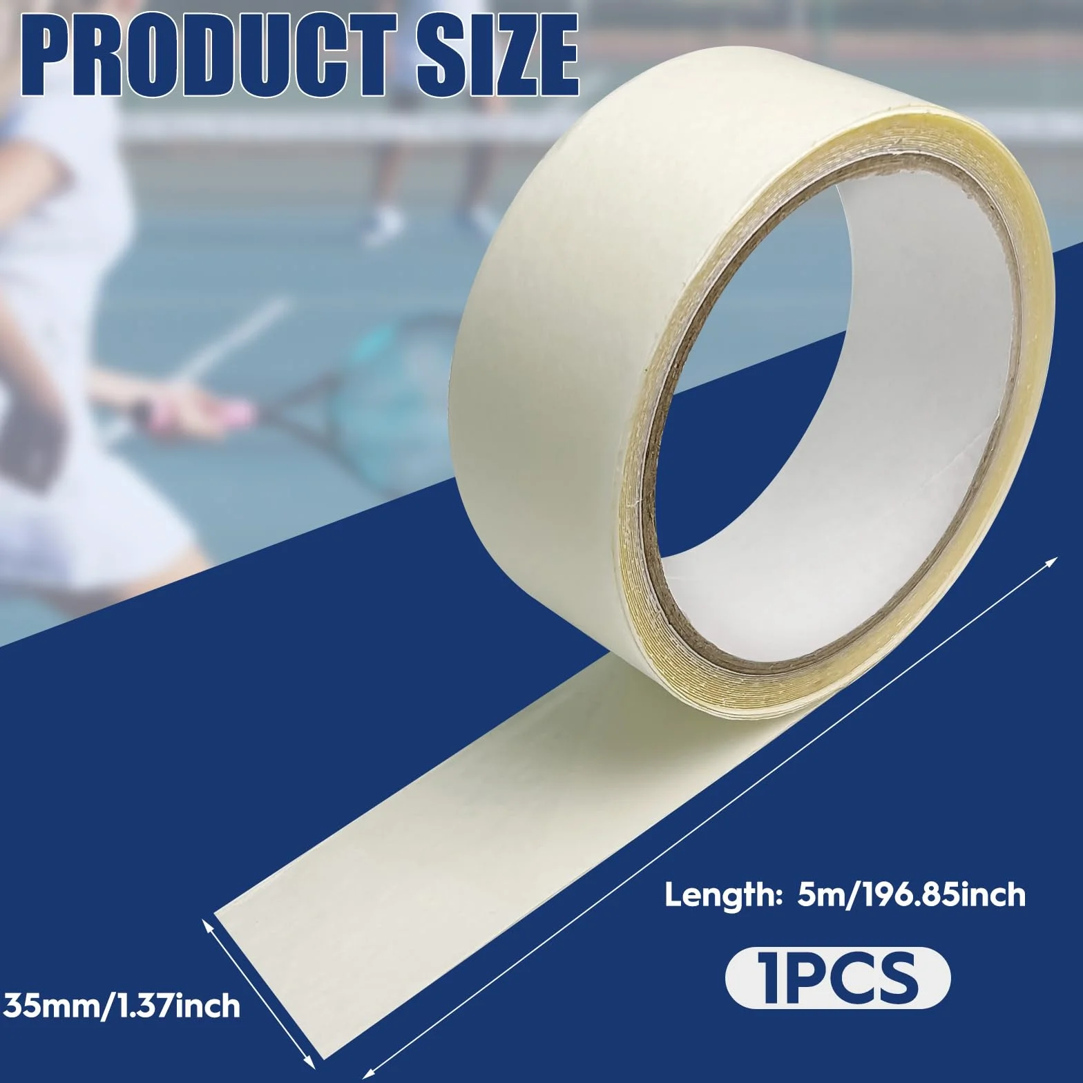 Protection de raquette transparente 3,5 cm x 5 m autocollant cadre durable