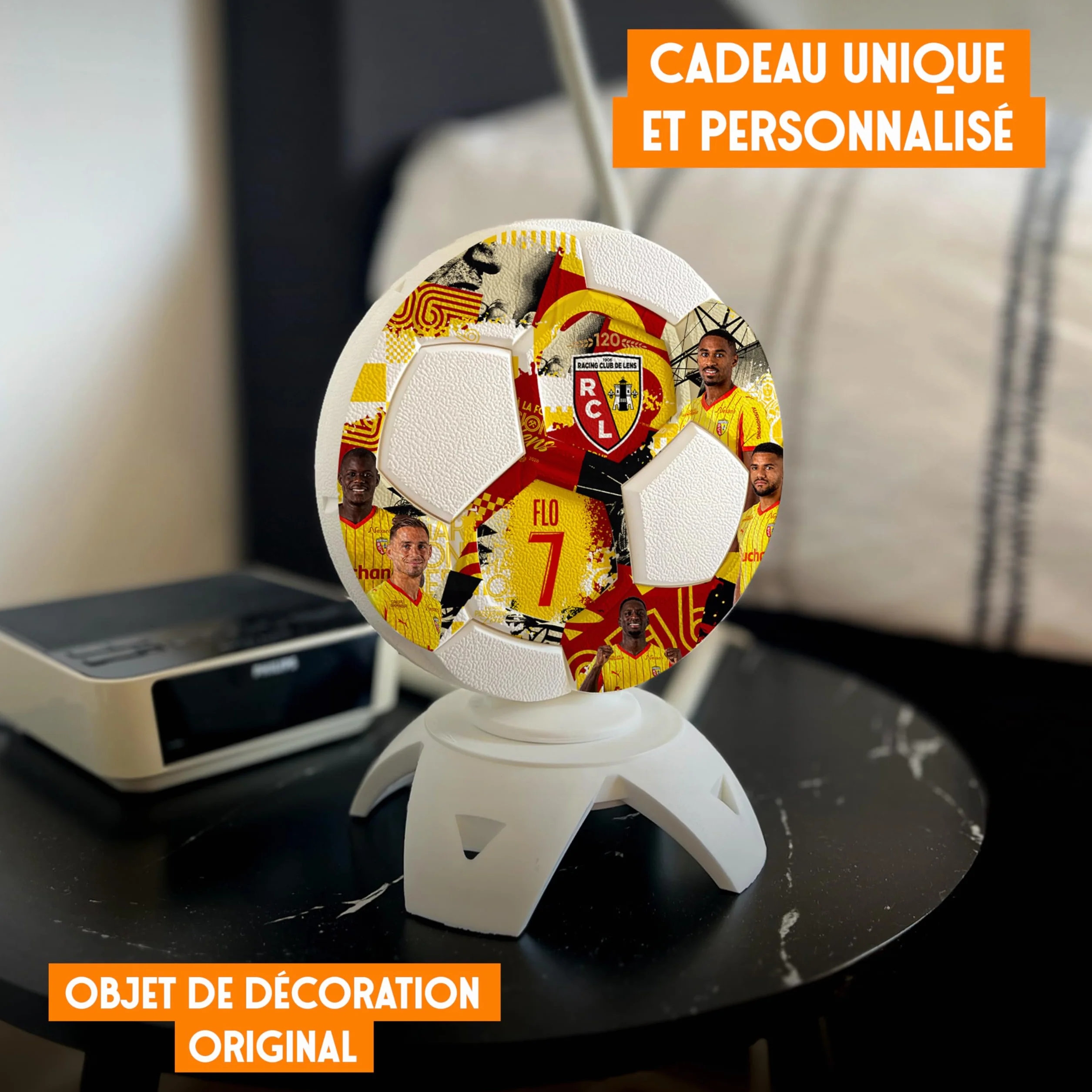 Trophée Collector RC Lens Officiel – Personnalisable avec Photo, Nom & Numéro | Objet de Collection Supporter, Cadeau Unique Made in France