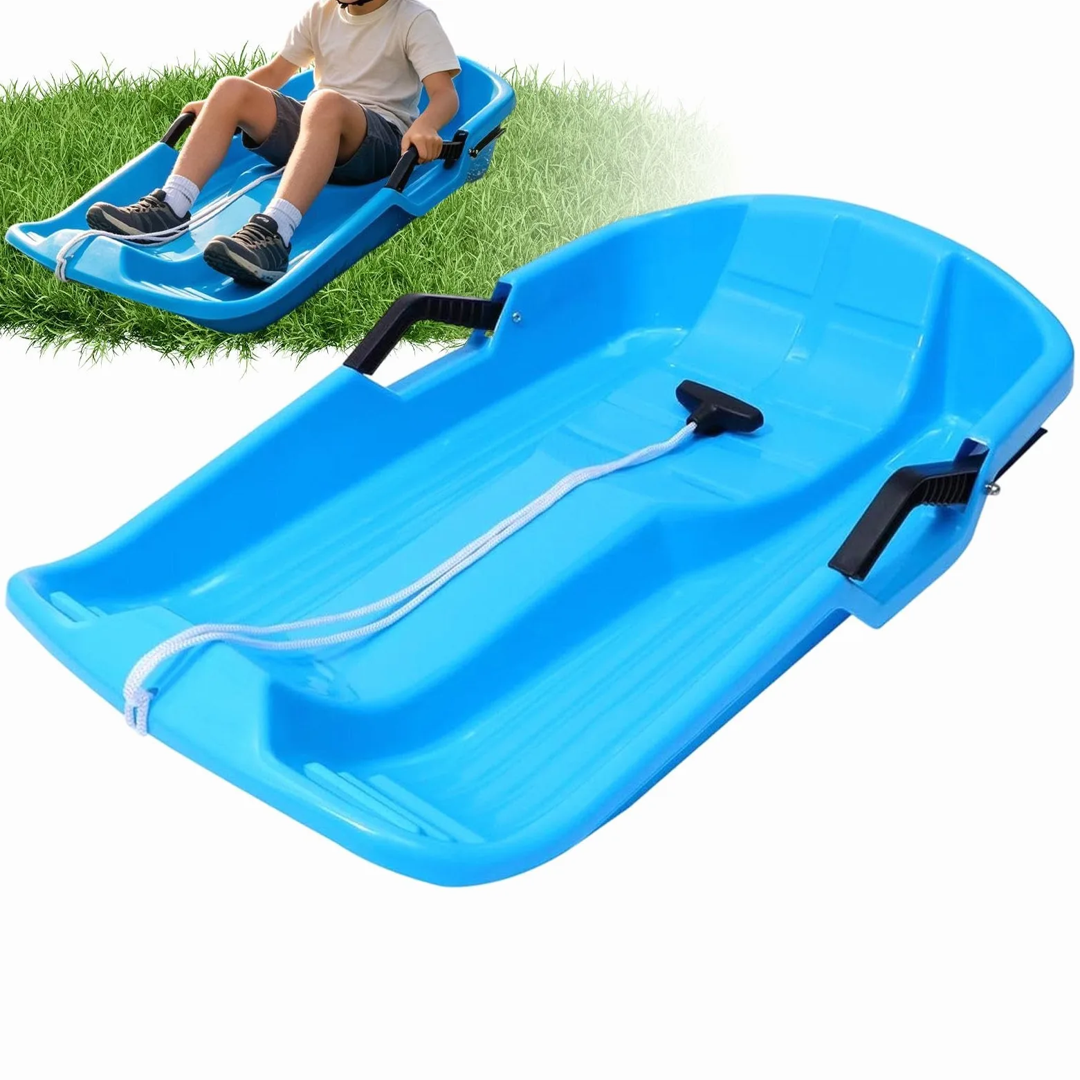 Luge Enfant Toboggan 2 Places Léger Pour Hiver Avec Poignées Et Corde De | Luge Neige Ski Hiver Pour Plage, Sable, Glace, Pentes Herbeuses, , En Plein Air