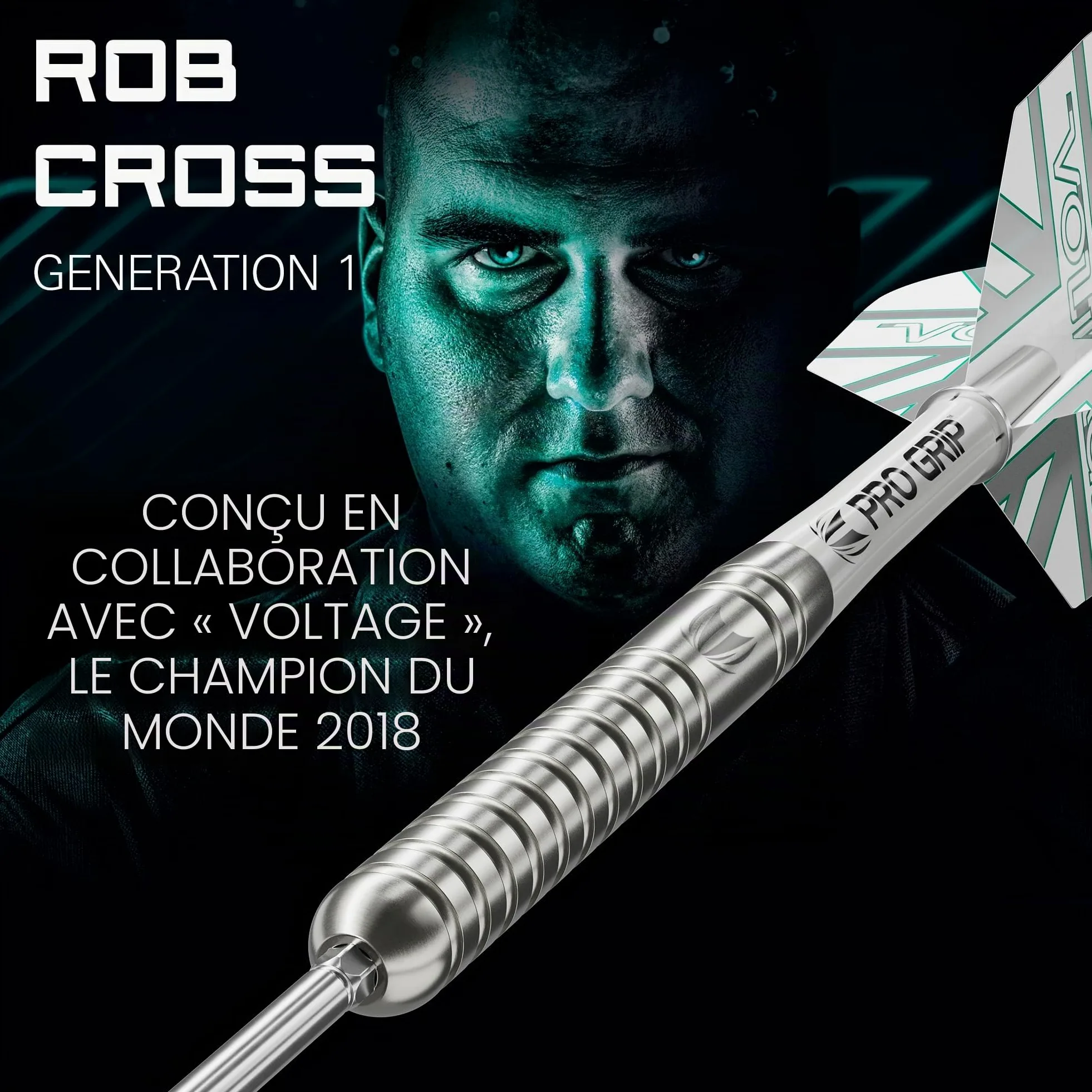Target Darts Rob Cross Generation 1 Fléchettes à Pointe d'acier, 90% tungstène Jeu de fléchettes, 21G/23G | Fléchettes G1 Player Edition avec Pointes suisses ou Points Fixes, tiges Pro Grip