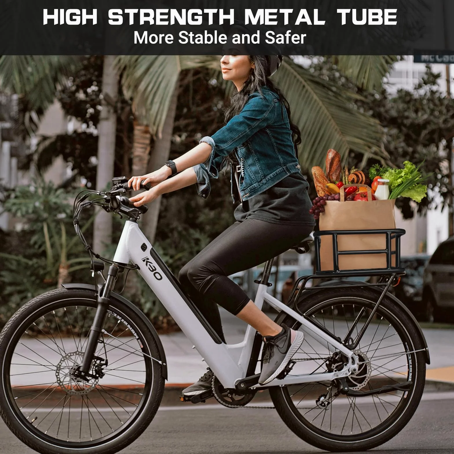 RAYMACE Panier arrière de vélo avec Filet de Cargaison, Housse imperméable et Doublure épaisse, Panier de vélo Robuste, Support Parfait pour vélo électrique