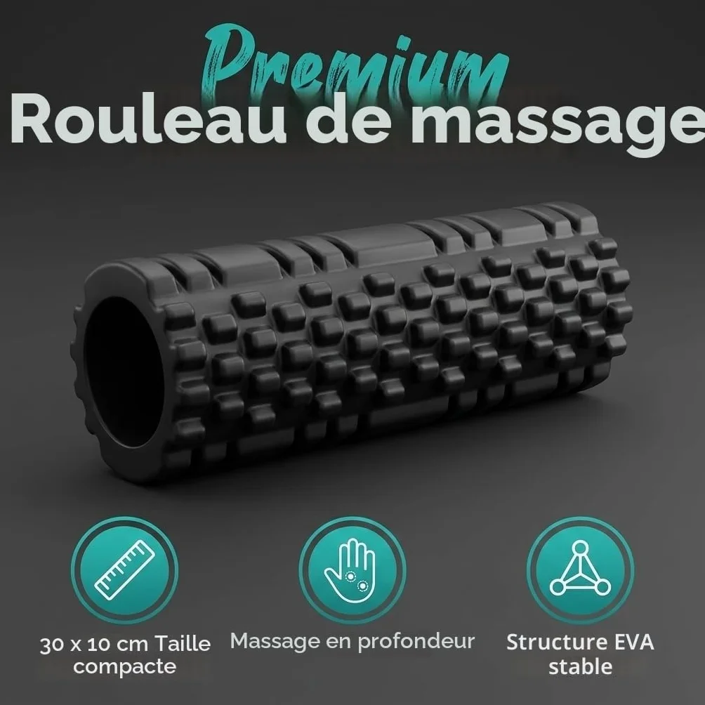 Rouleau de massage fascia dos colonne vertébrale 30 x 10 cm Noir
