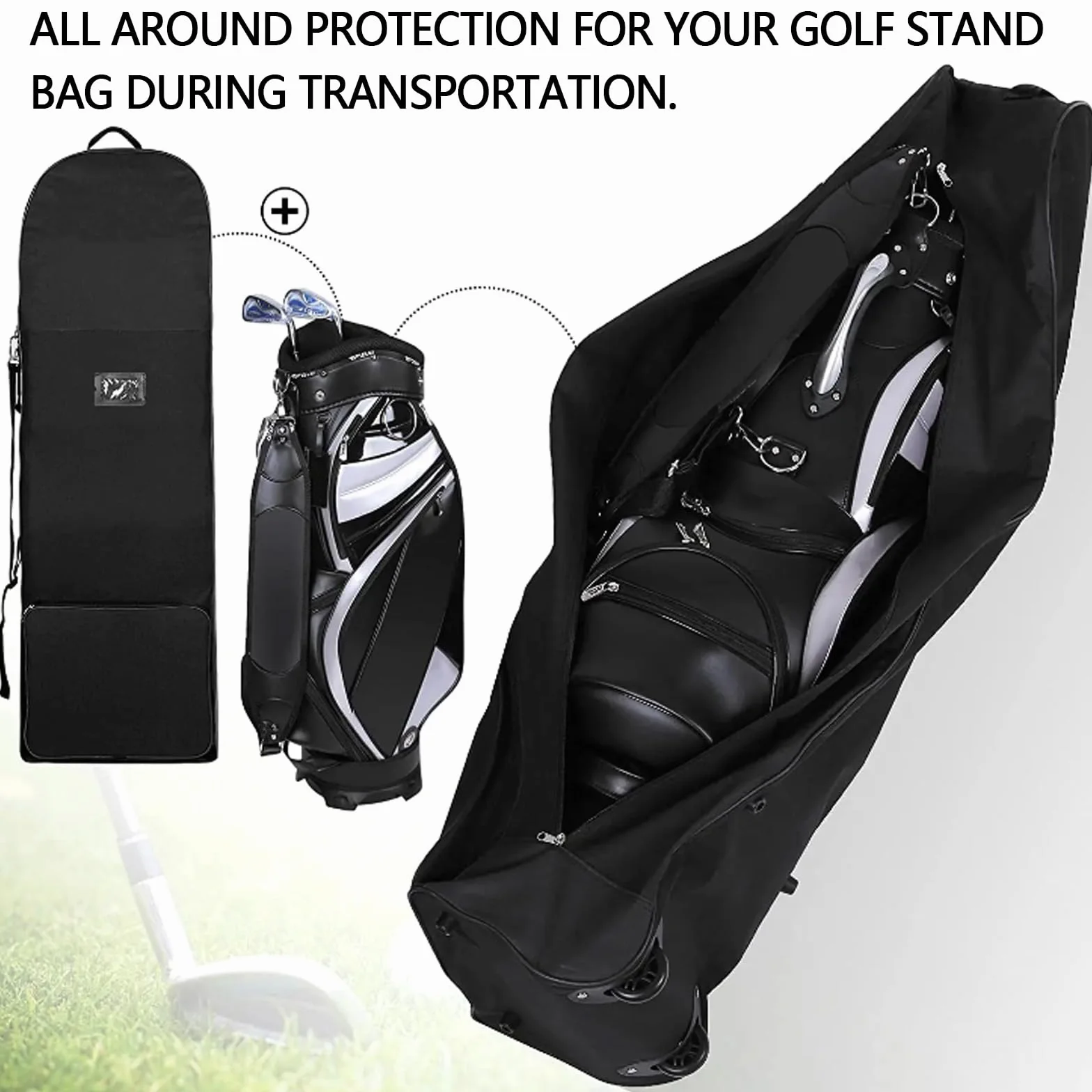 Sac De Club De Golf Imperméable 600D avec Roulettes Housse De Voyage Protection Extérieure