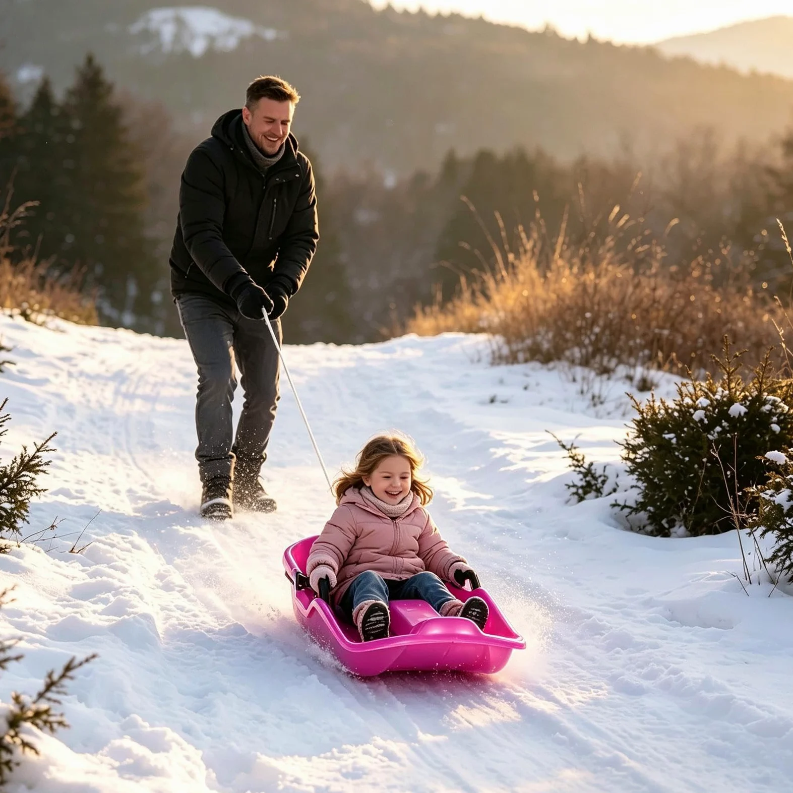 Luge De Neige pour Toboggan d'hiver 2 Places avec Corde De Traction | Luge Neige Ski Hiver Pour Plage Sable Glace Pentes Descentes Garçons Filles