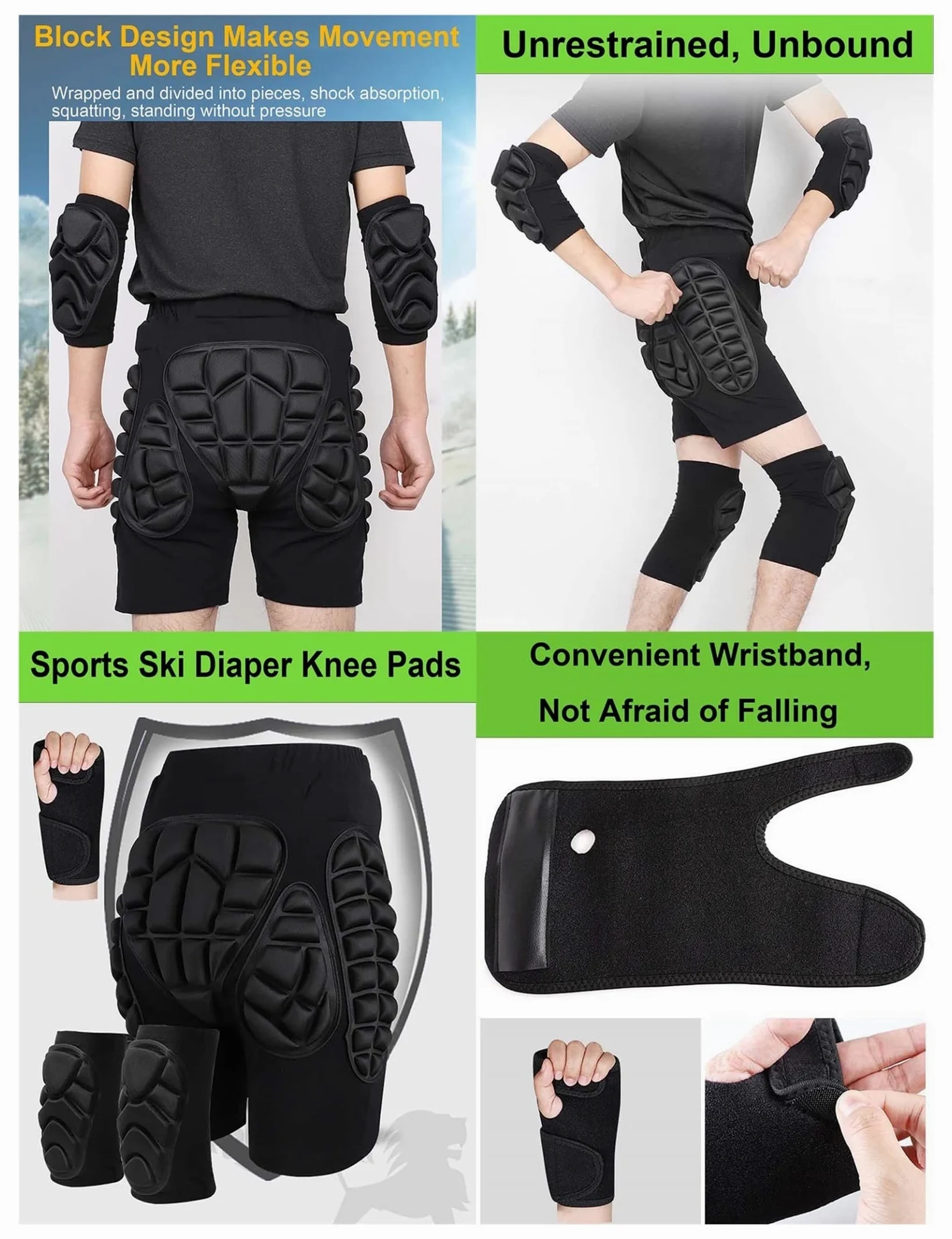 WEITING Butt Pad Shorts for Patinage Snowboard Ski Hockey, Équipement for Ski Patinage Snowboard Skateboard