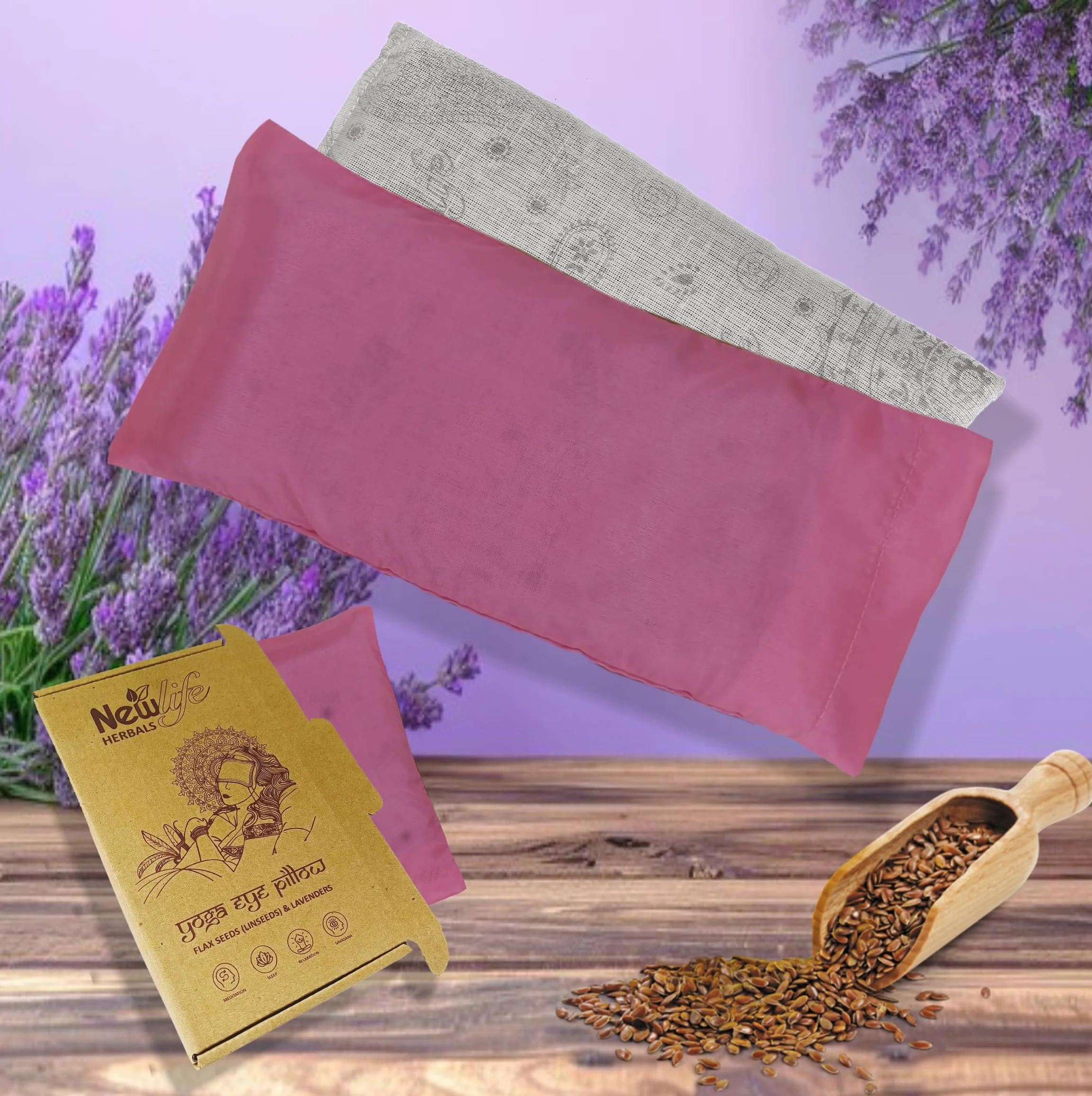 Oreiller de yoga pour les yeux, lavande, coton, graines Flex, violet vert rose bleu