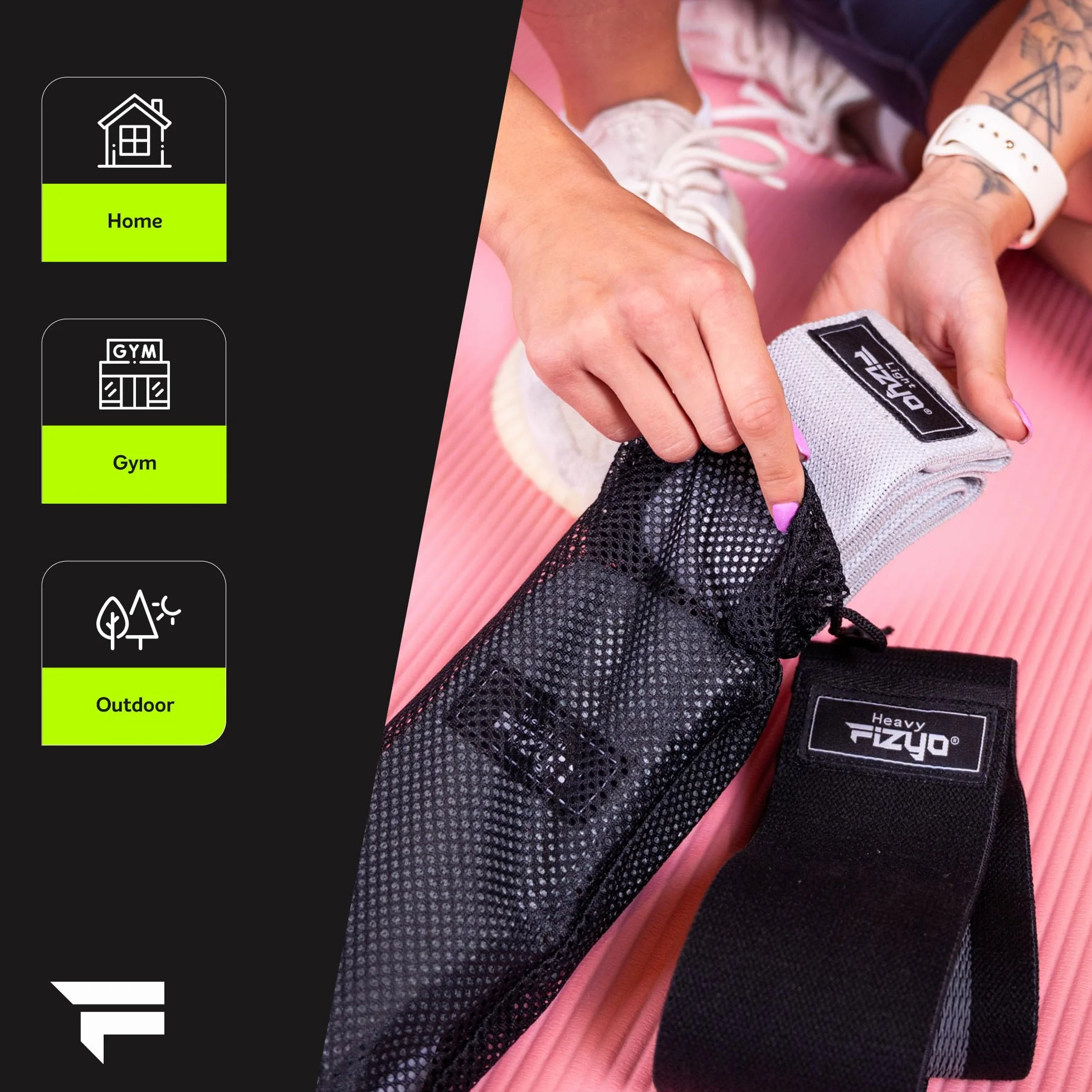 Fizyo Lot de 3 Bandes de Fitness avec Niveaux de Résistance pour Musculation