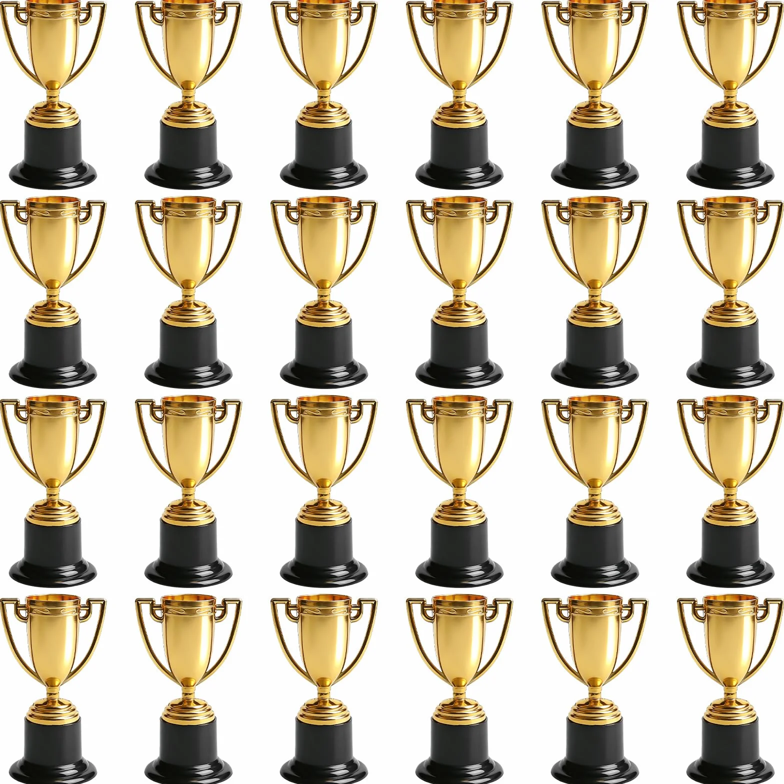 Aicharynic Lot de 24 trophées pour enfants, mini trophées pour enfants, mini trophées dorés, pour salle de classe, école, récompenses, accessoires