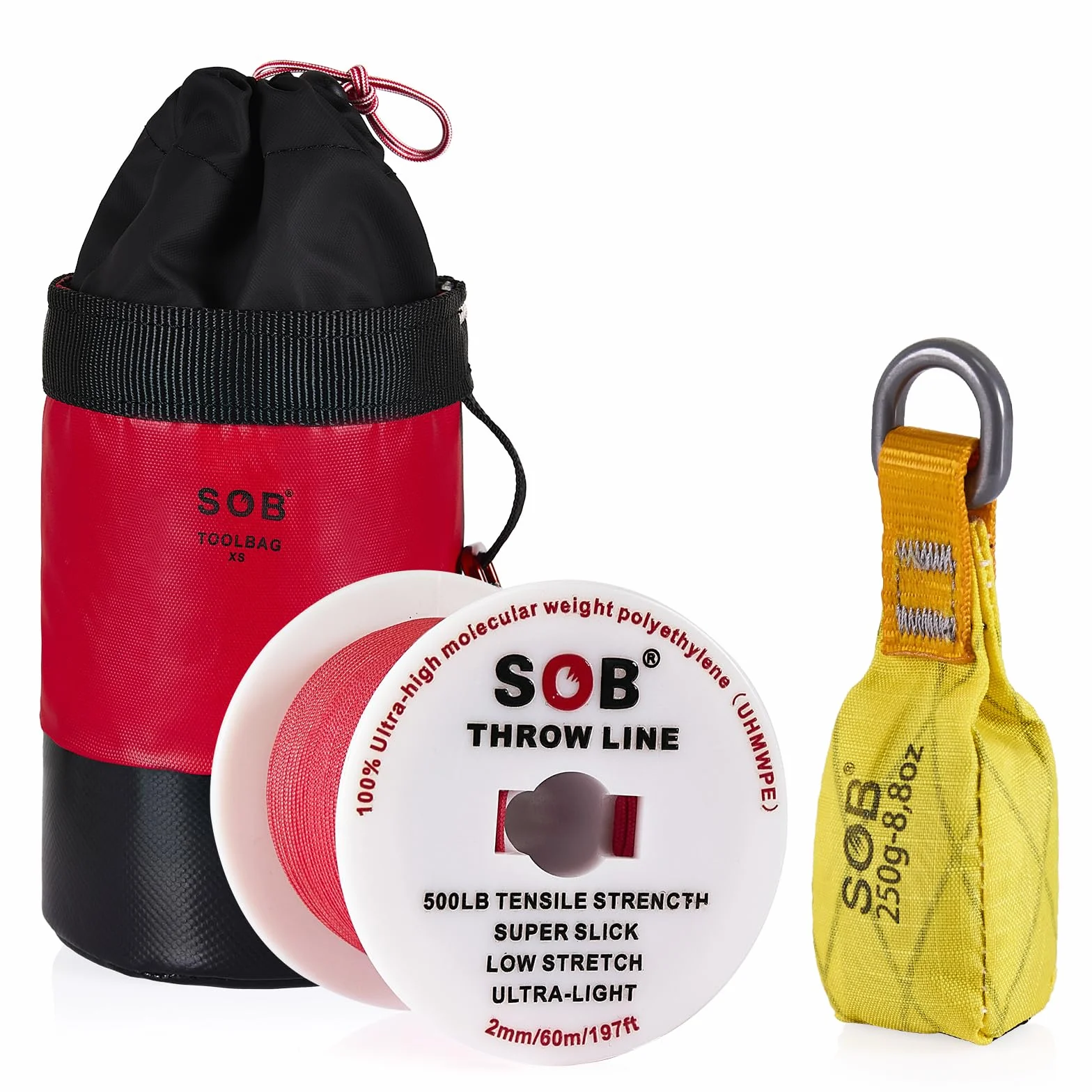 Kit Arboriste Corde Glissante 60m Poids Sac Réfléchissant Élagage Taille Arbres Camping