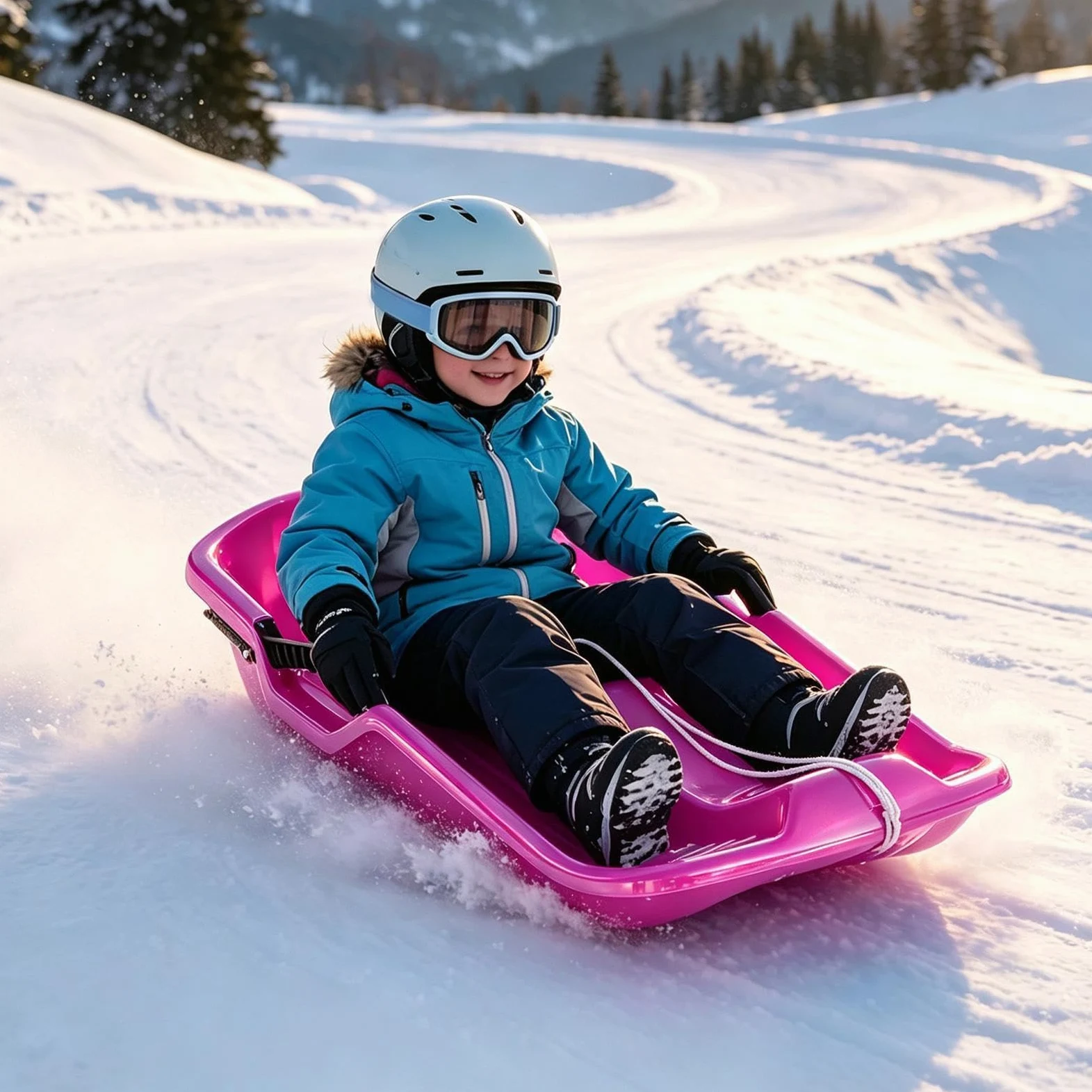 Luge De Neige pour Toboggan d'hiver 2 Places avec Corde De Traction | Luge Neige Ski Hiver Pour Plage Sable Glace Pentes Descentes Garçons Filles