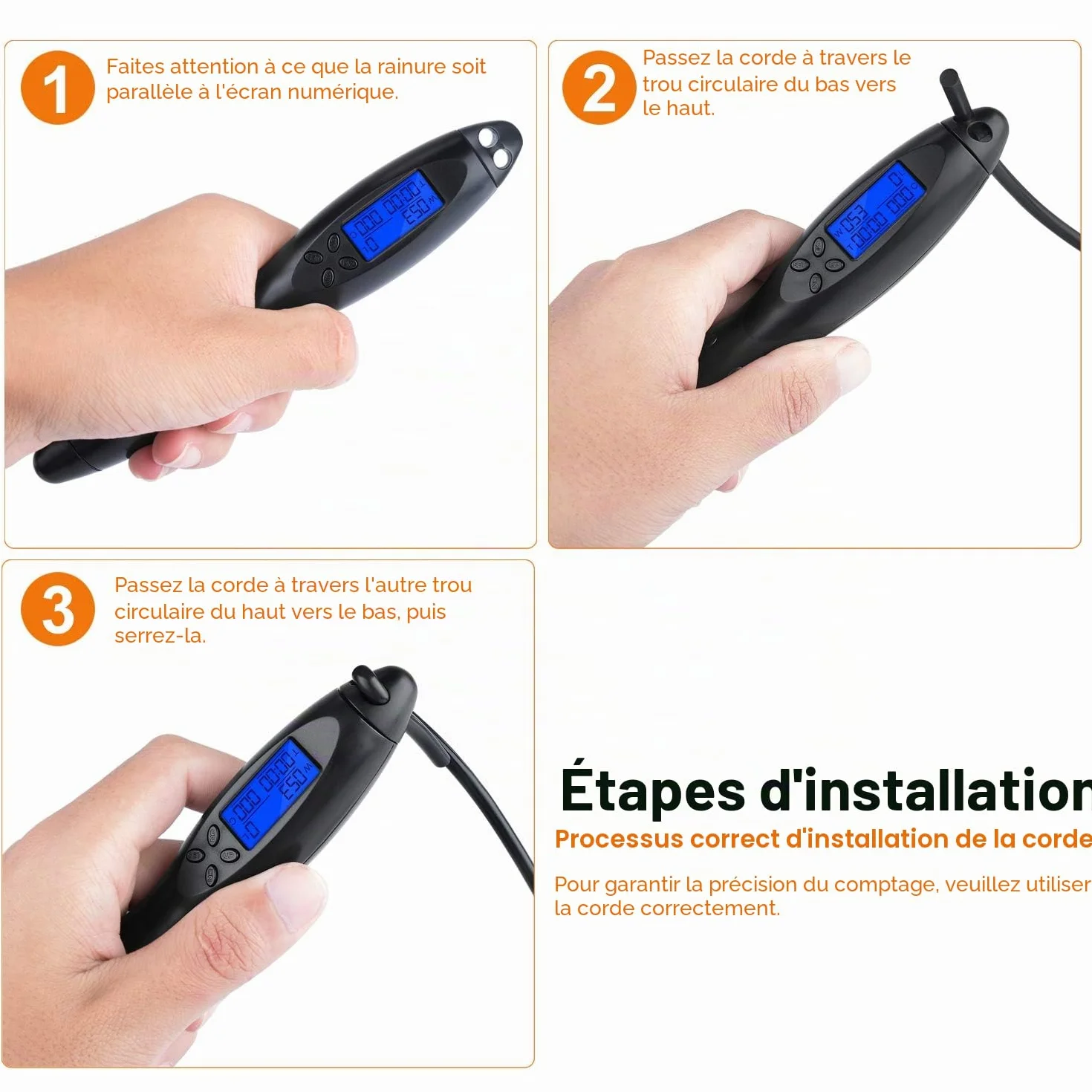 Corde à Sauter Sport sans fil avec Compteur Calories, Minuterie et LCD, Poignées Antidérapantes Réglable pour Adulte Enfant