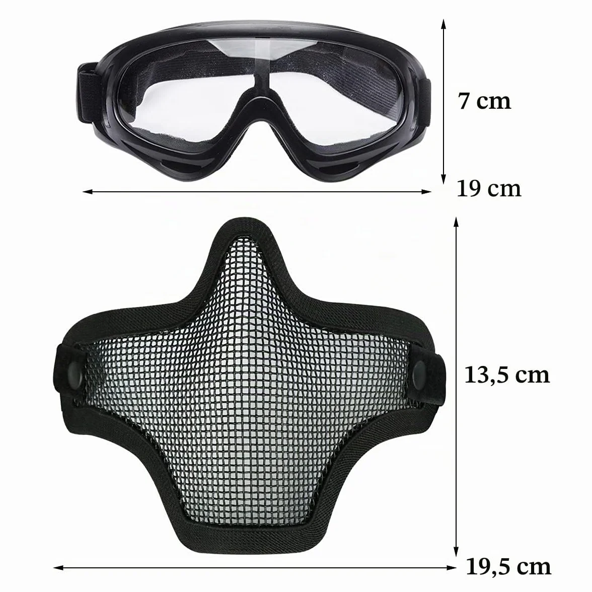 Masque Airsoft Acier Plein avec Lunettes pour CS Paintball Tir