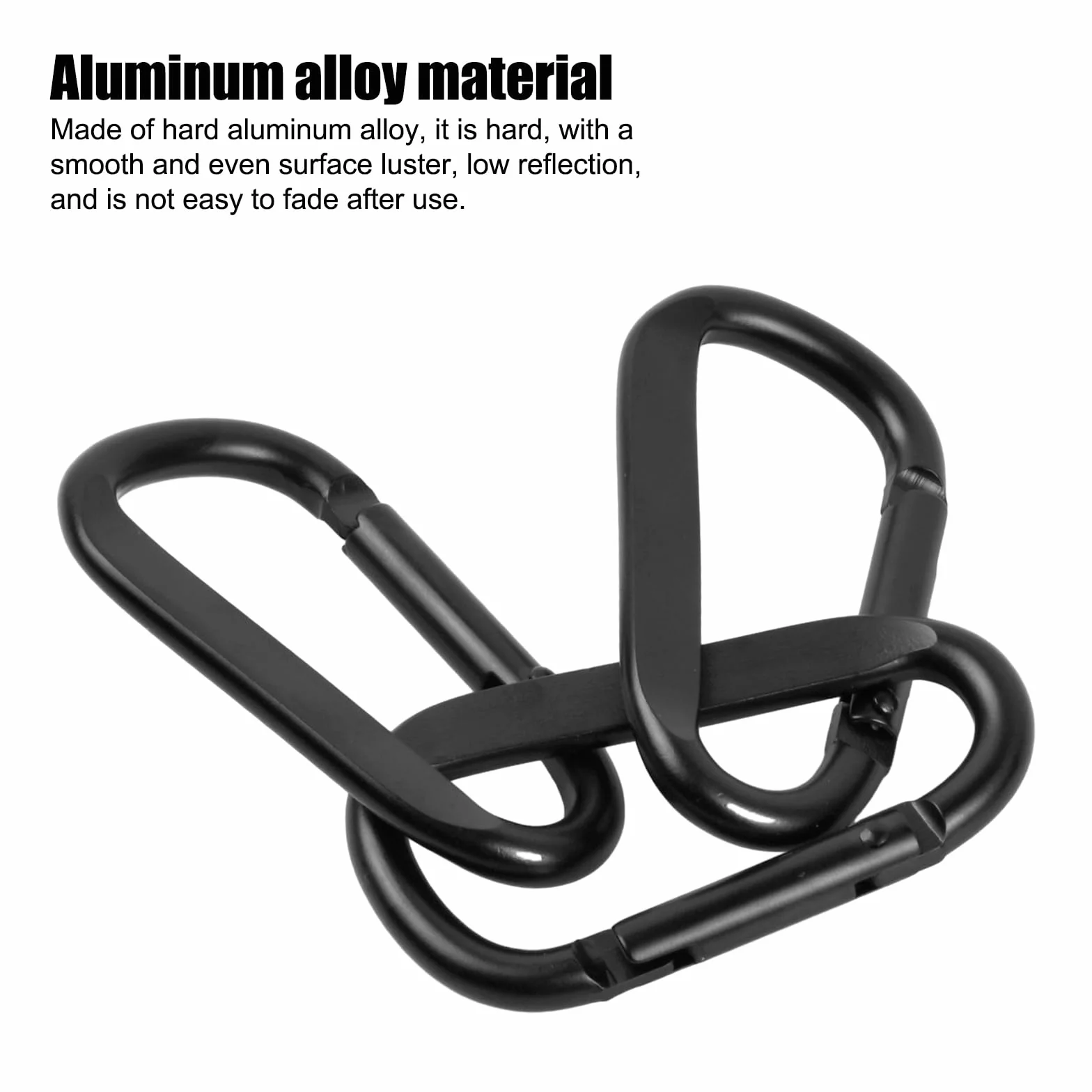 Mousquetons à vis 68 mm aluminium noir lot de 6 pour hamac camping randonnée