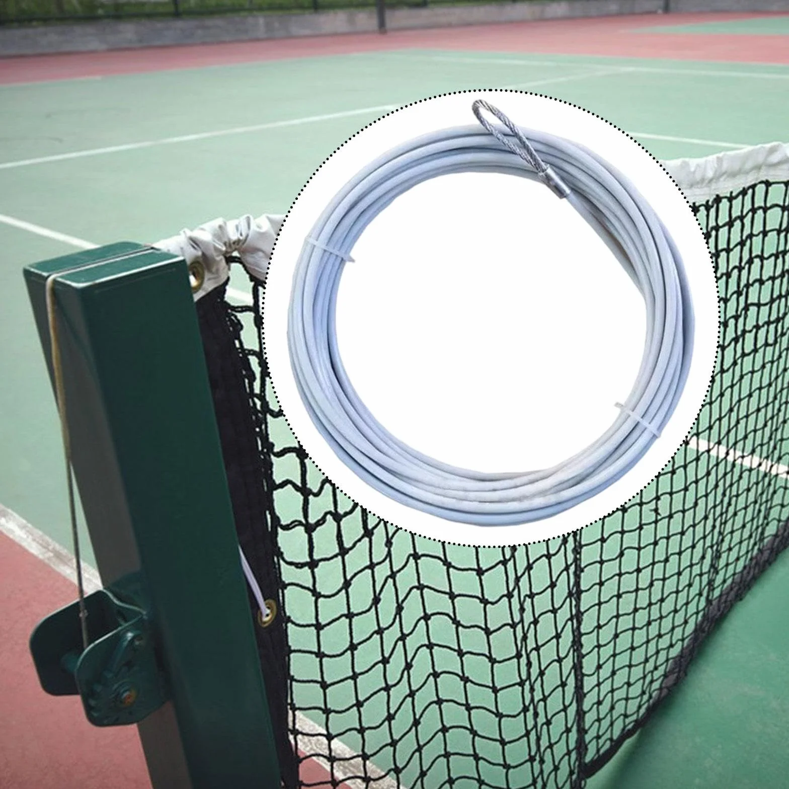 Câble de Filet de Tennis 14,8 m, Fil d'acier, Câble de Remplacement Résistant à la Pluie