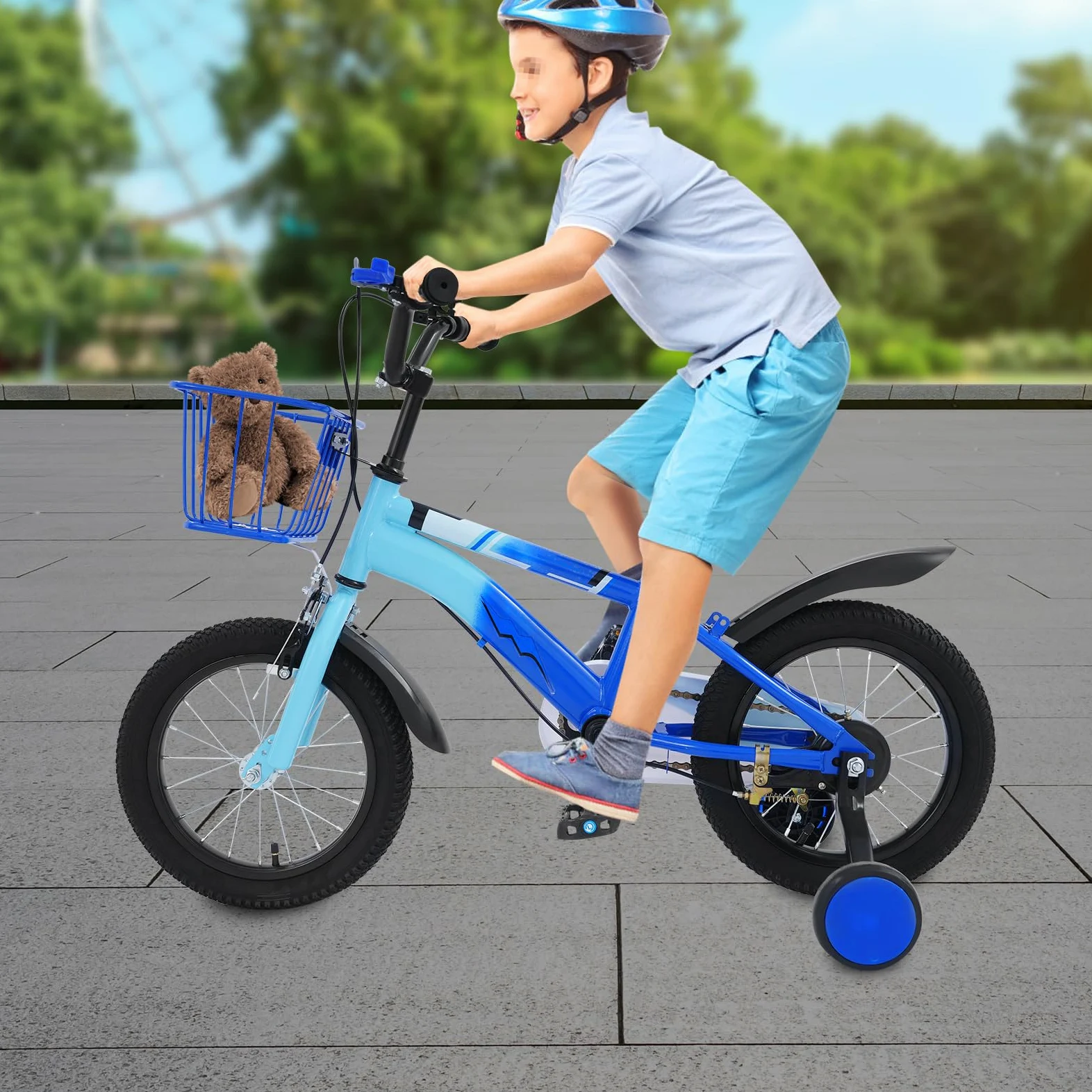 Vélo pour enfant de 14 pouces avec double système de freinage | Vélo pour enfant avec roues stabilisatrices - Hauteur réglable du guidon : 66 à 73 cm - Hauteur du siège : 43 à 49 cm - Pour