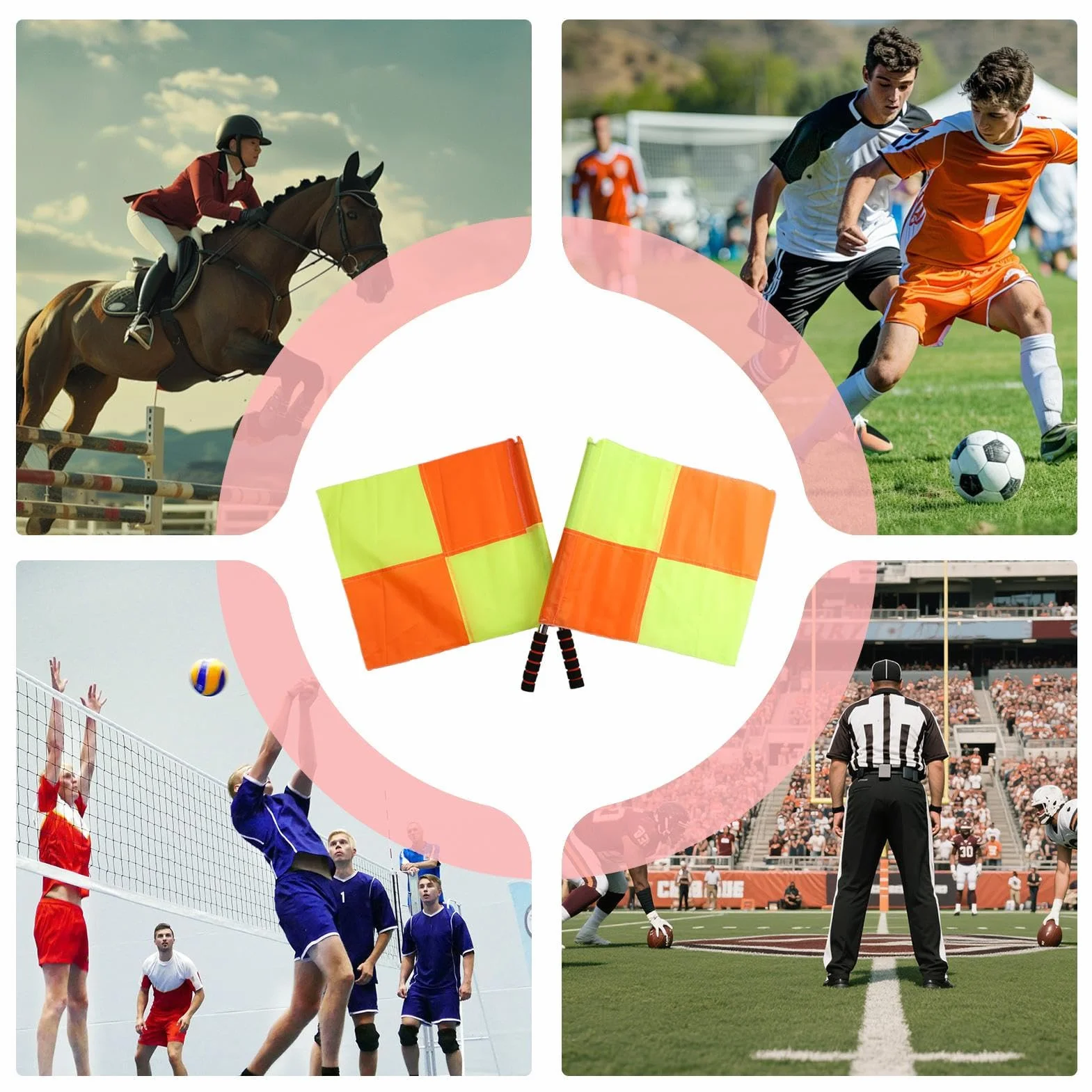 Drapeaux d'Arbitrage Football Lot de 2 Orange Jaune Résistant aux Intempéries Haute Visibilité