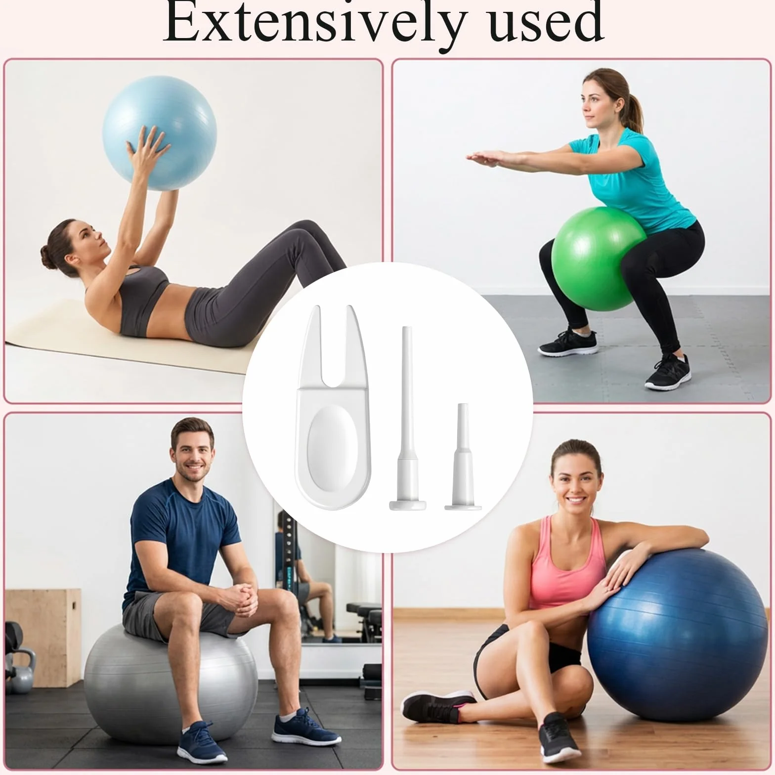 Bouchons de balle de yoga, 20 bouchons d'air avec 2 outils de retrait - Kit de remplacement pour ballon d'exercice de fitness