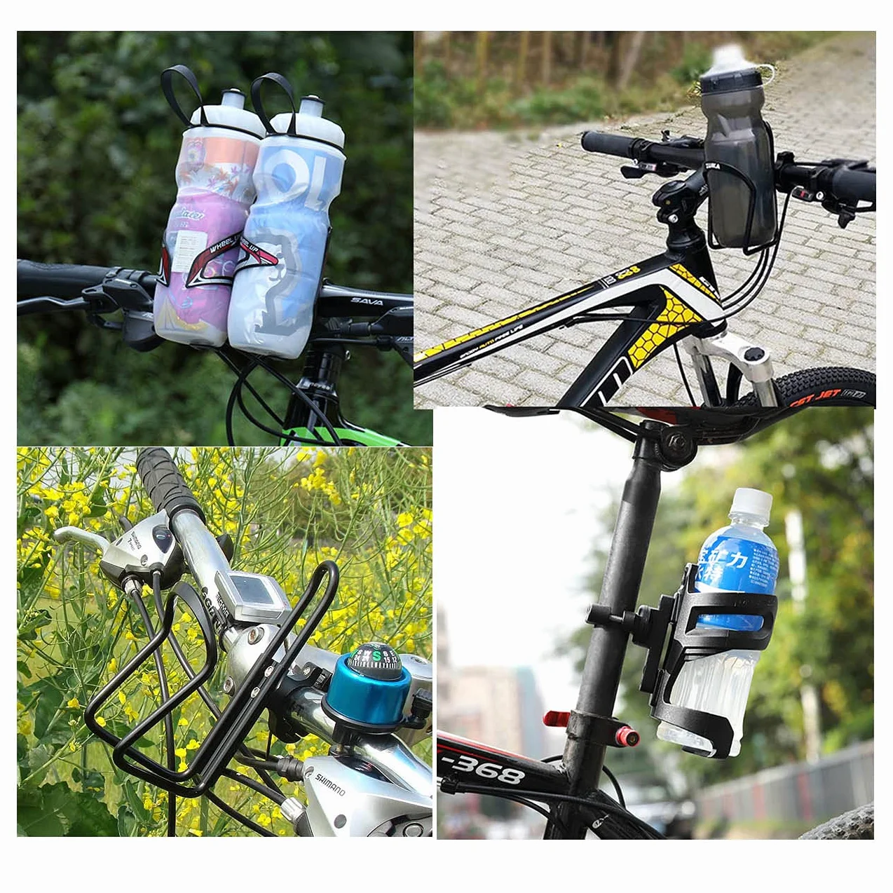 PLATTBK Adaptateur Porte Bidon Velo, Support Porte Gourde VTT Alliage Aluminium, Porte Bouteille Pince Guidon