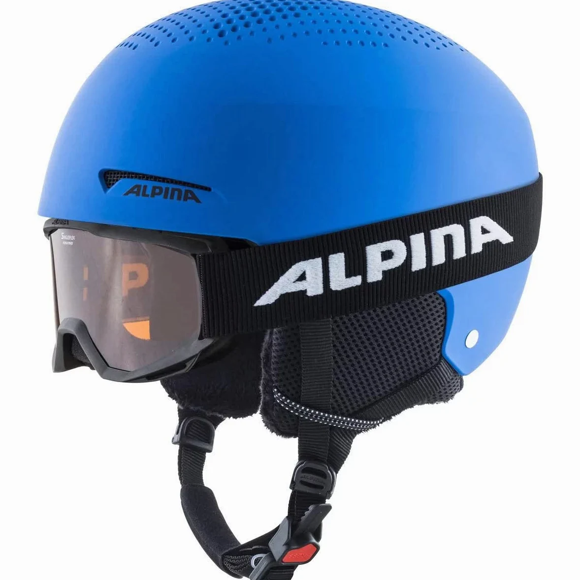 ALPINA Unisexe - Enfants, ZUPO Set (+Piney) Casque de Ski, Blue Matt, 51-55 cm