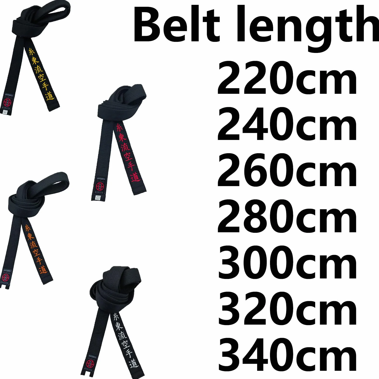 Shito-Ryu Karaté Ceinture noire 4,1 cm large brodé japonaise unisexe