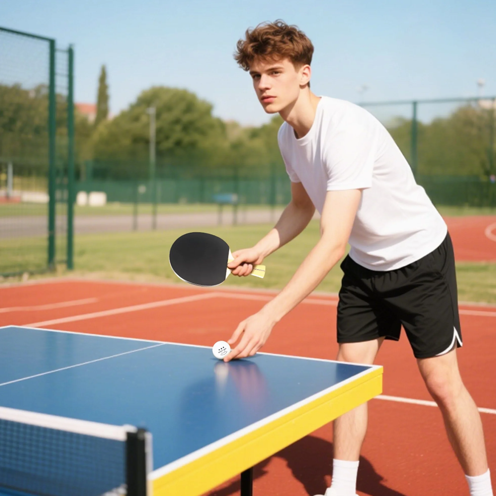 SPORTNOW Lot Raquettes Ping-Pong Tennis Table 4 Raquettes 8 Balles 1 Sac