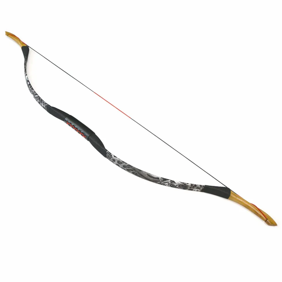 Arc Longbow Traditionnel en Bois et Cuir 25-40 lbs Tir à l'Arc