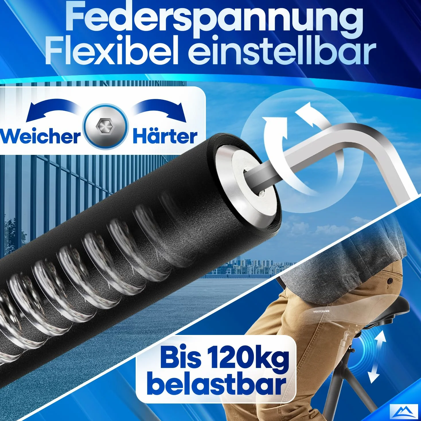 NEXTCOVER® Tige de selle à ressort – L'original – Avec 27,2/30,9/31,6 mm de diamètre et technologie [Comfort Spring] I tige de selle à ressort, tige de selle à ressort, suspension de selle