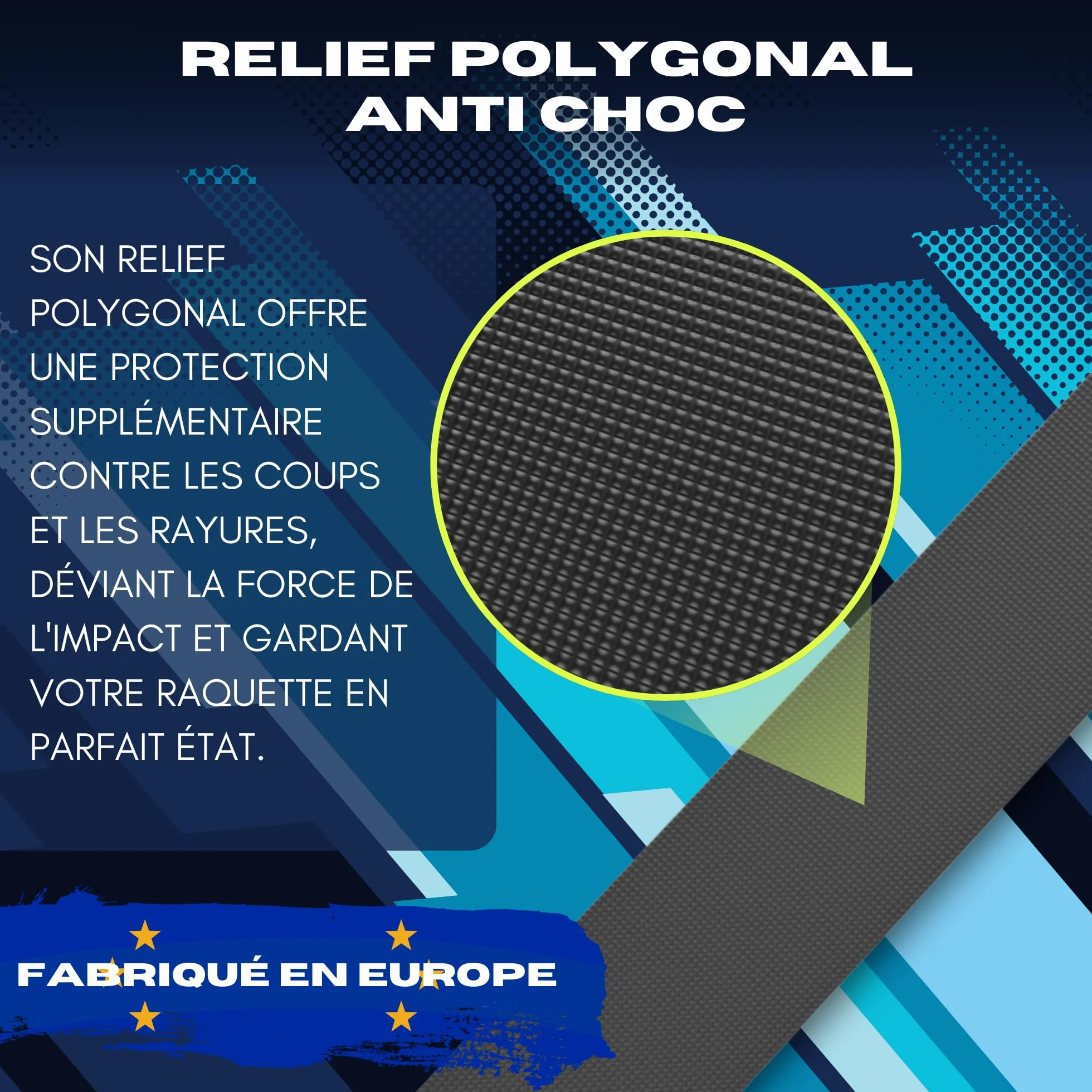 Protection Raquette Padel Noir Rugueux Silicone - Lot Multi-granulés