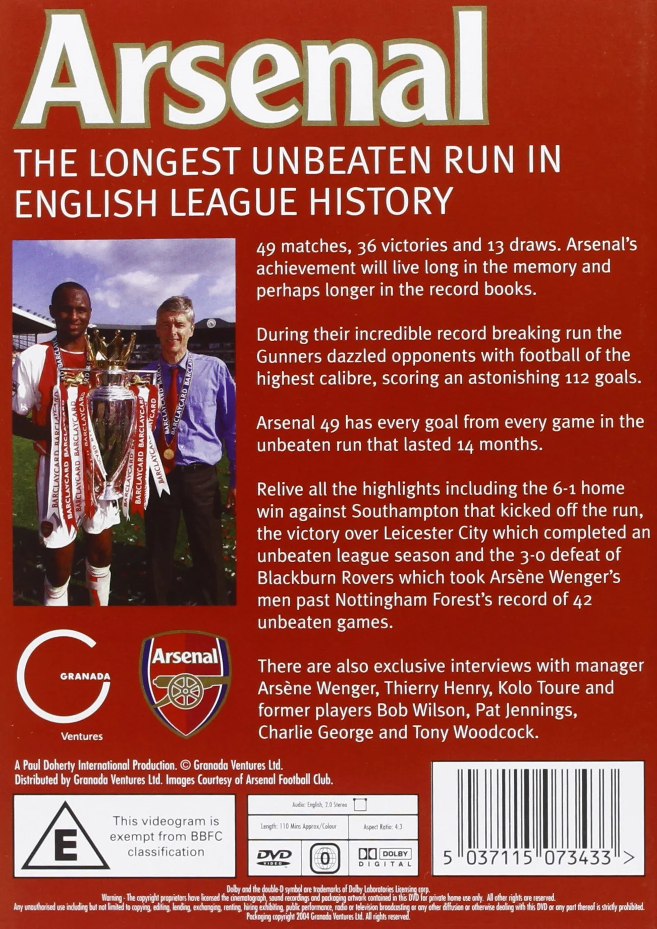 Arsenal-49 Unbeaten Record [Import]