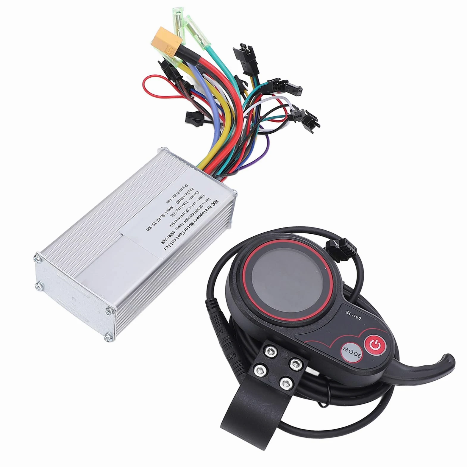 Kit de Contrôleur de Moteur sans Balai, 36V 48V 60V 450W 500W Contrôleur d'onde Sinusoïdale avec Écran d'Affichage Couleur LCD SL100 pour Vélo Électrique Scooter Électrique