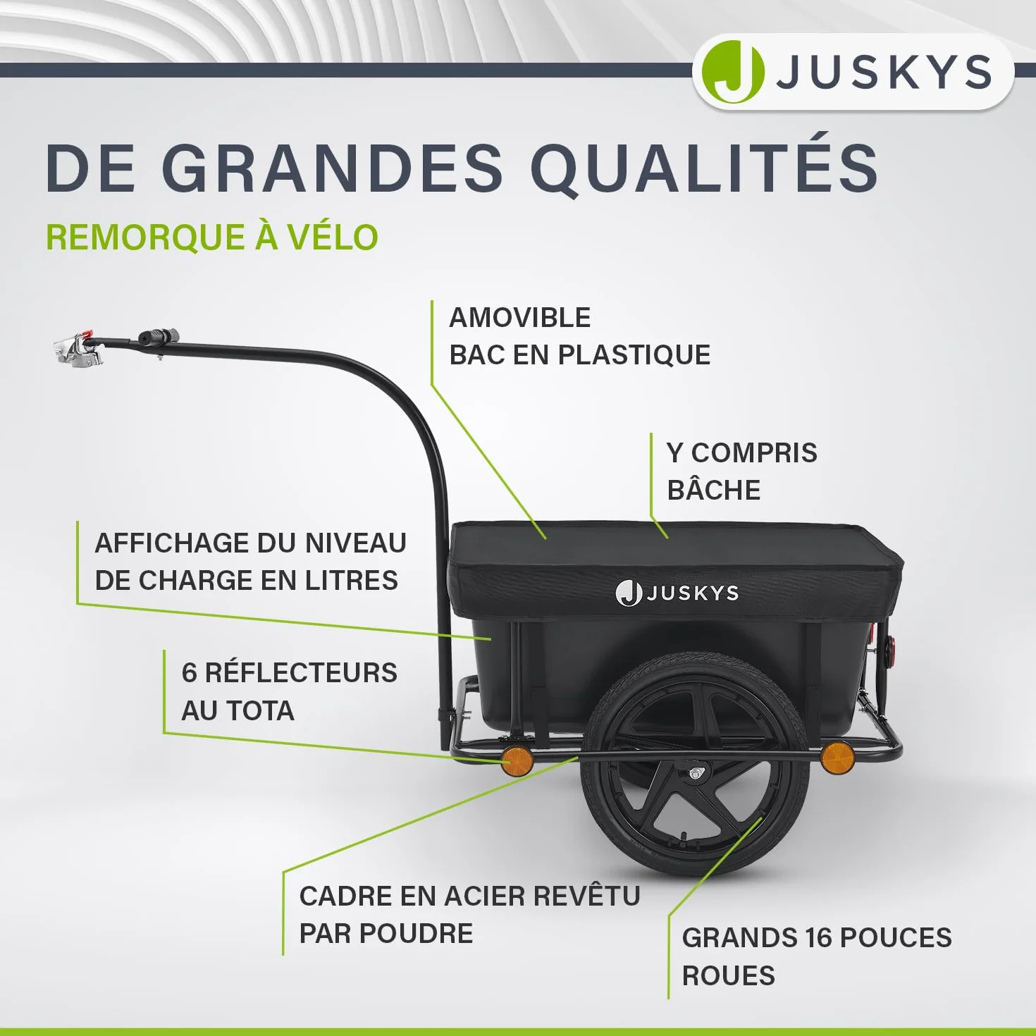 Remorque de bicyclette 90 litres