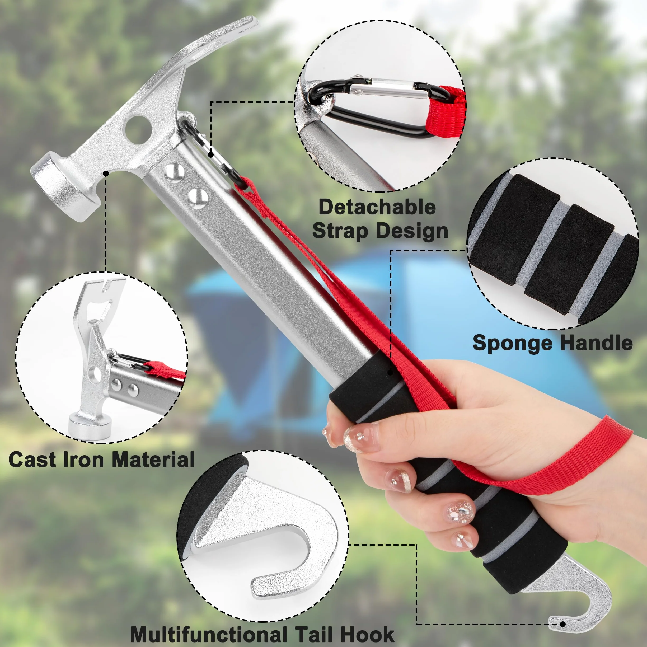 Marteau de Tente en Aluminium Léger pour Camping Randonnée Jardinage Argent