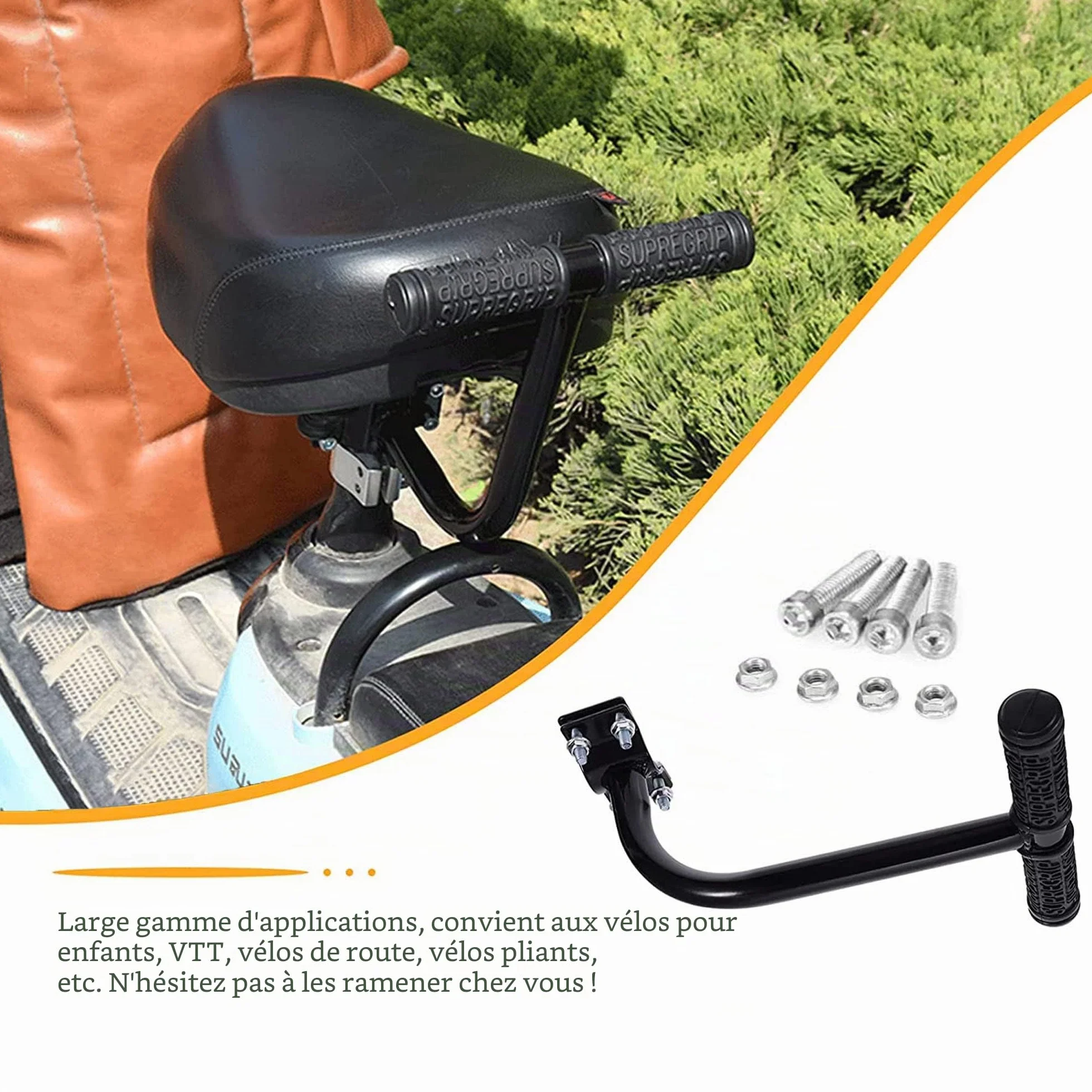 Repose Pieds de Vélo Arrière Antidérapant, Siège Arrière PU Cuir pour VTT Montagne
