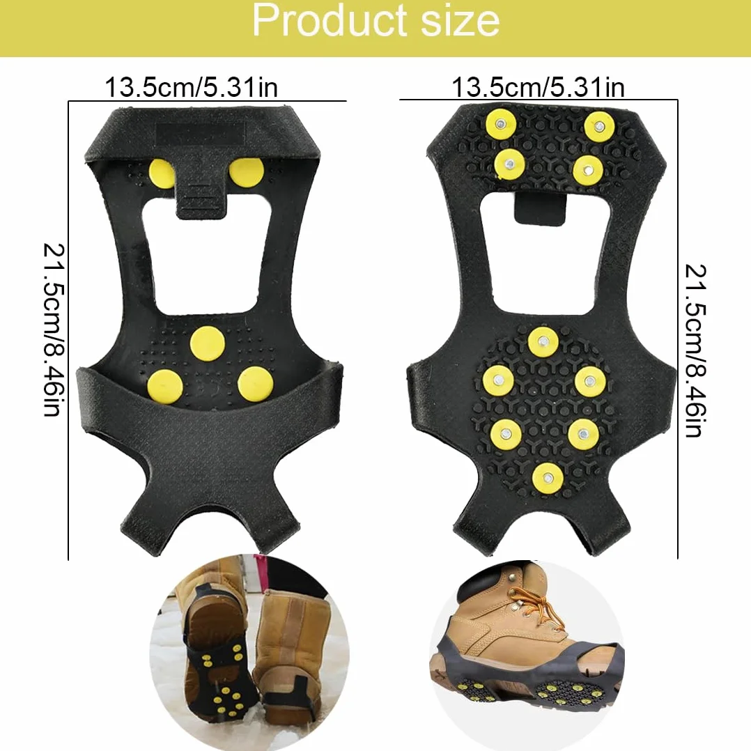 Crampons Antidérapants Remplaçables pour Chaussures, Grips à Glace, Pointes en Acier Inoxydable, Neige et Glace Randonnée Hiver (Taille L)