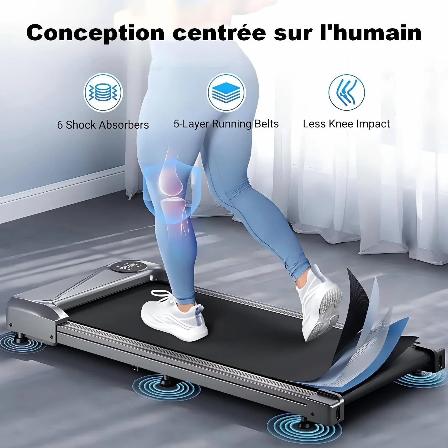 Tapis de Course Portable Walking Pad Électrique 2.5 HP 6km/h avec Télécommande Écran LCD 120 KG